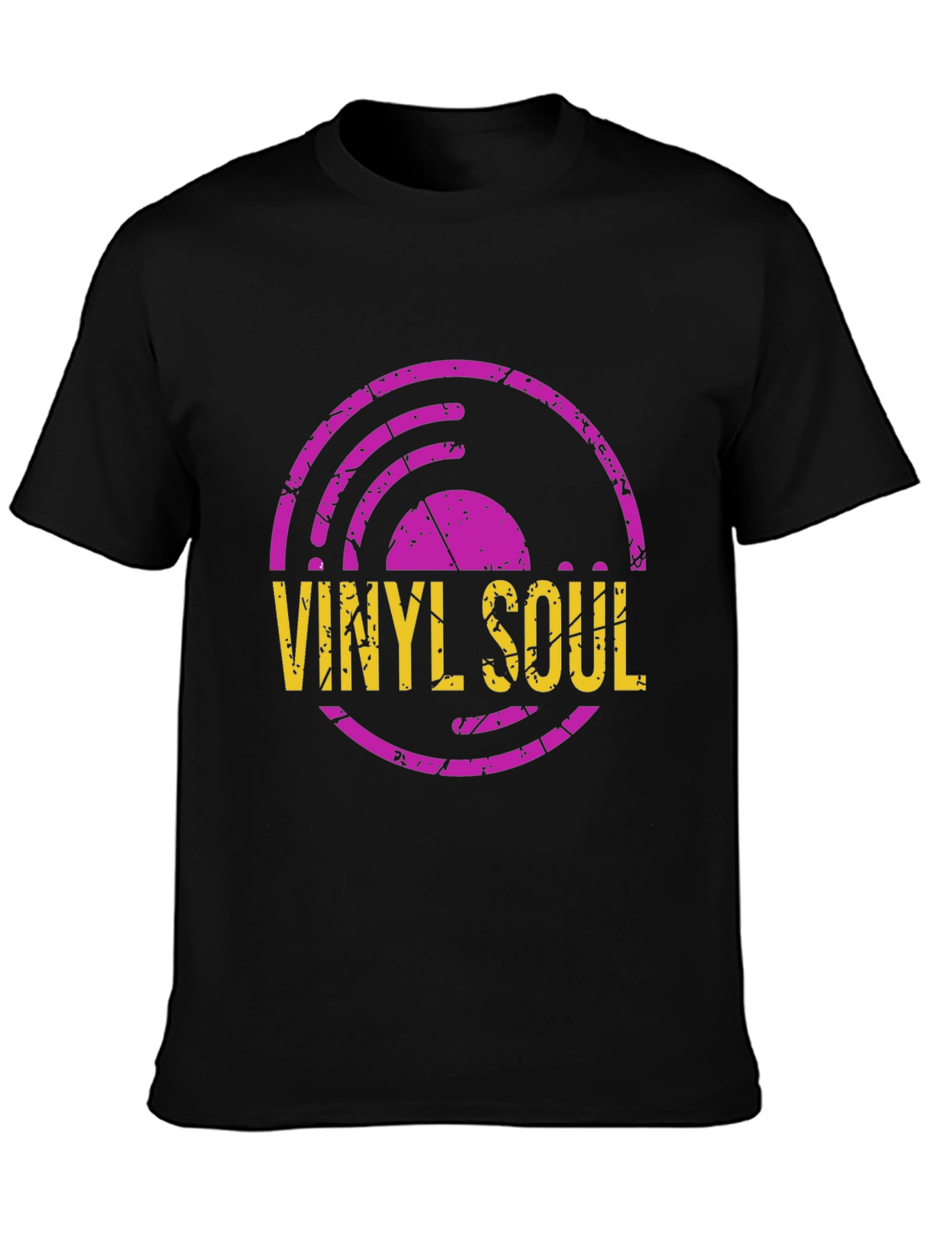 Camiseta Negra con Diseño de Vinilo Soul