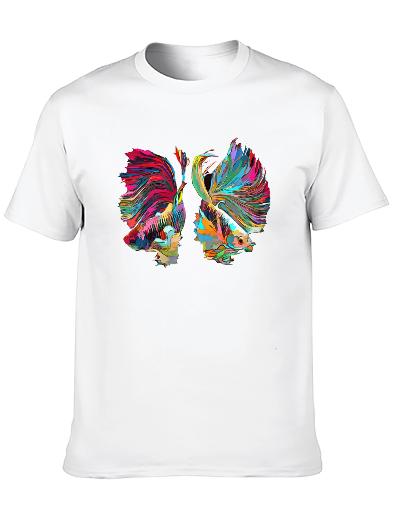 Camiseta Negra con Diseño de Peces Betta Abstractos
