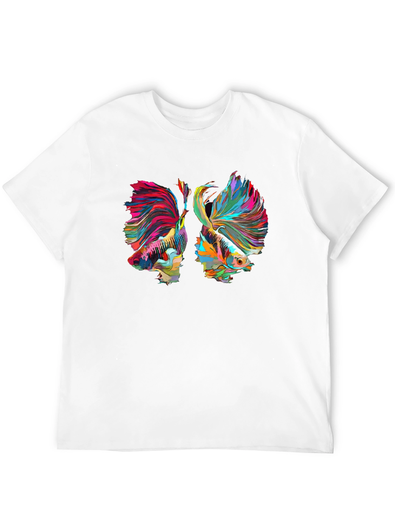 Camiseta Negra con Diseño de Peces Betta Abstractos