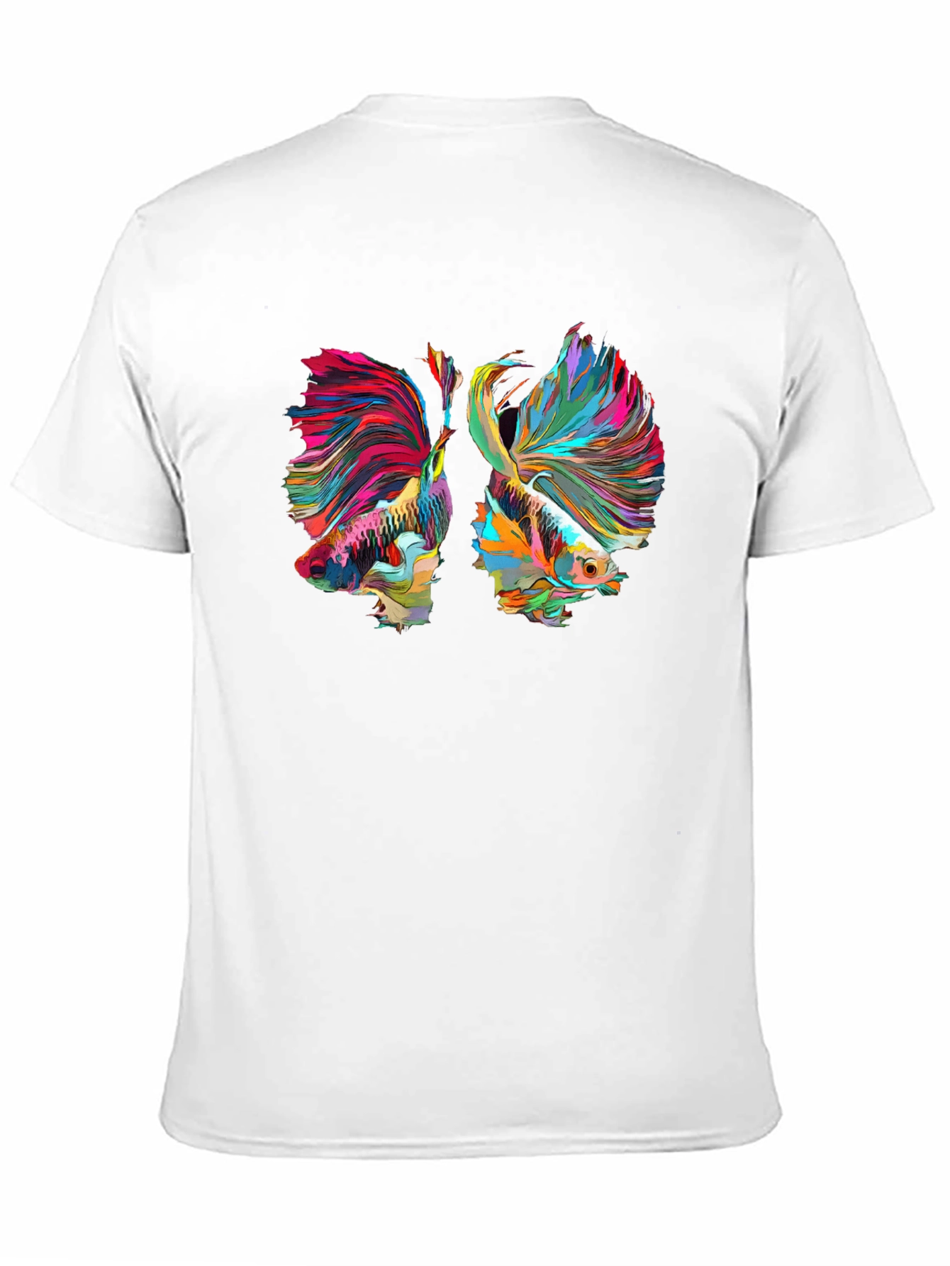 Camiseta Negra con Diseño de Peces Betta Abstractos