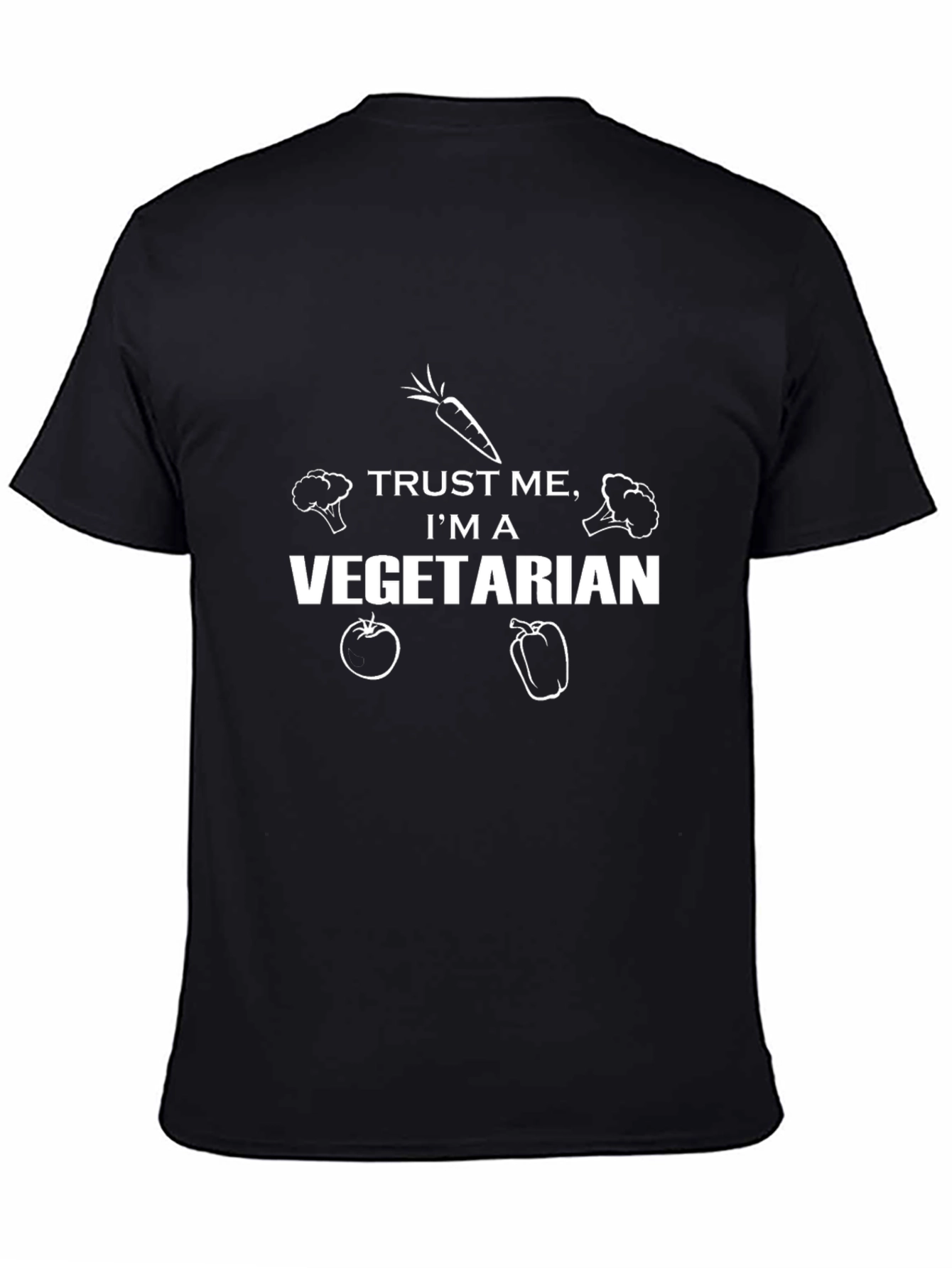 Camiseta Negra Vegetariana: Confía en Mí