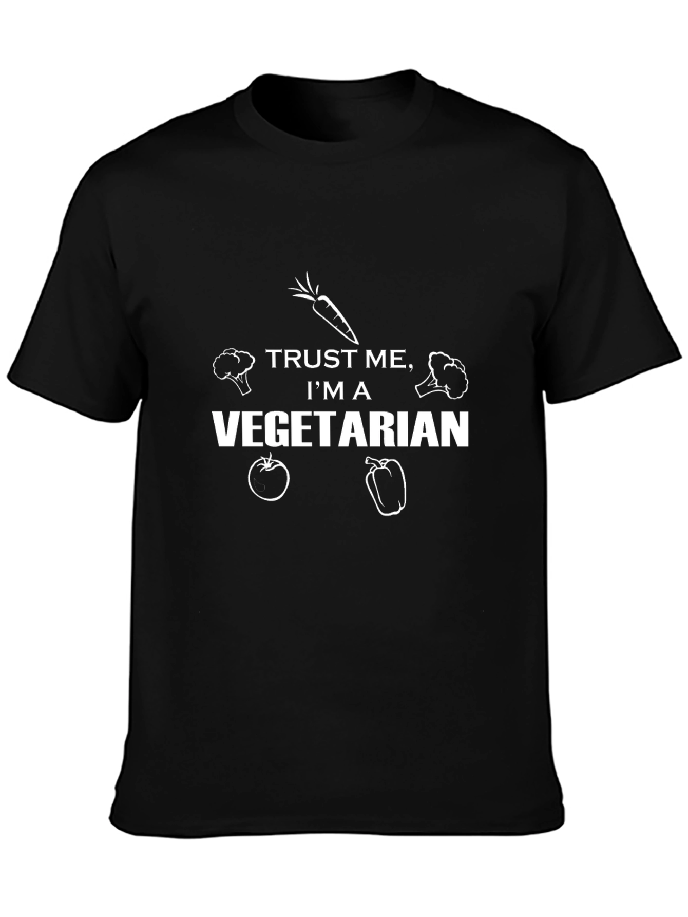 Camiseta Negra Vegetariana: Confía en Mí