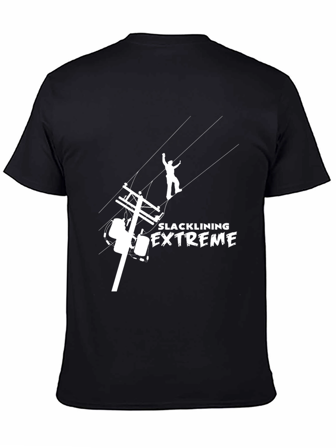 Camiseta Negra Slacklining Extreme para Aventureros