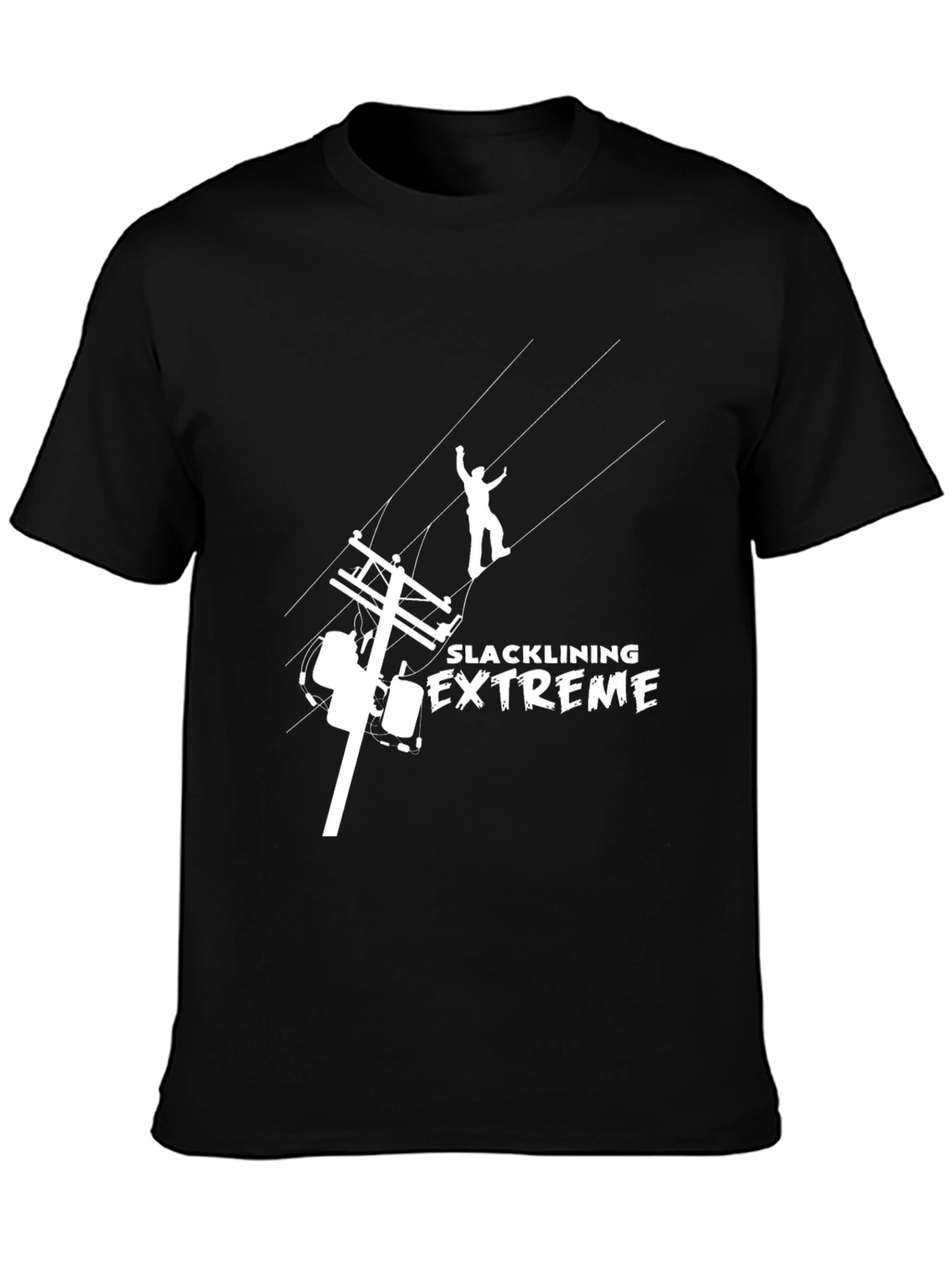 Camiseta Negra Slacklining Extreme para Aventureros