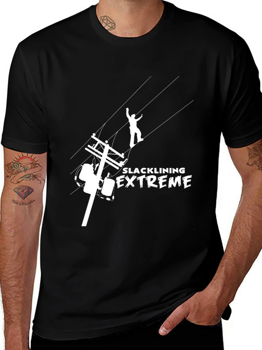 Camiseta Negra Slacklining Extreme para Aventureros