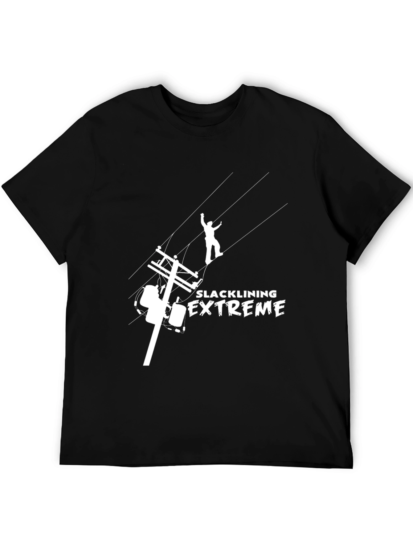 Camiseta Negra Slacklining Extreme para Aventureros