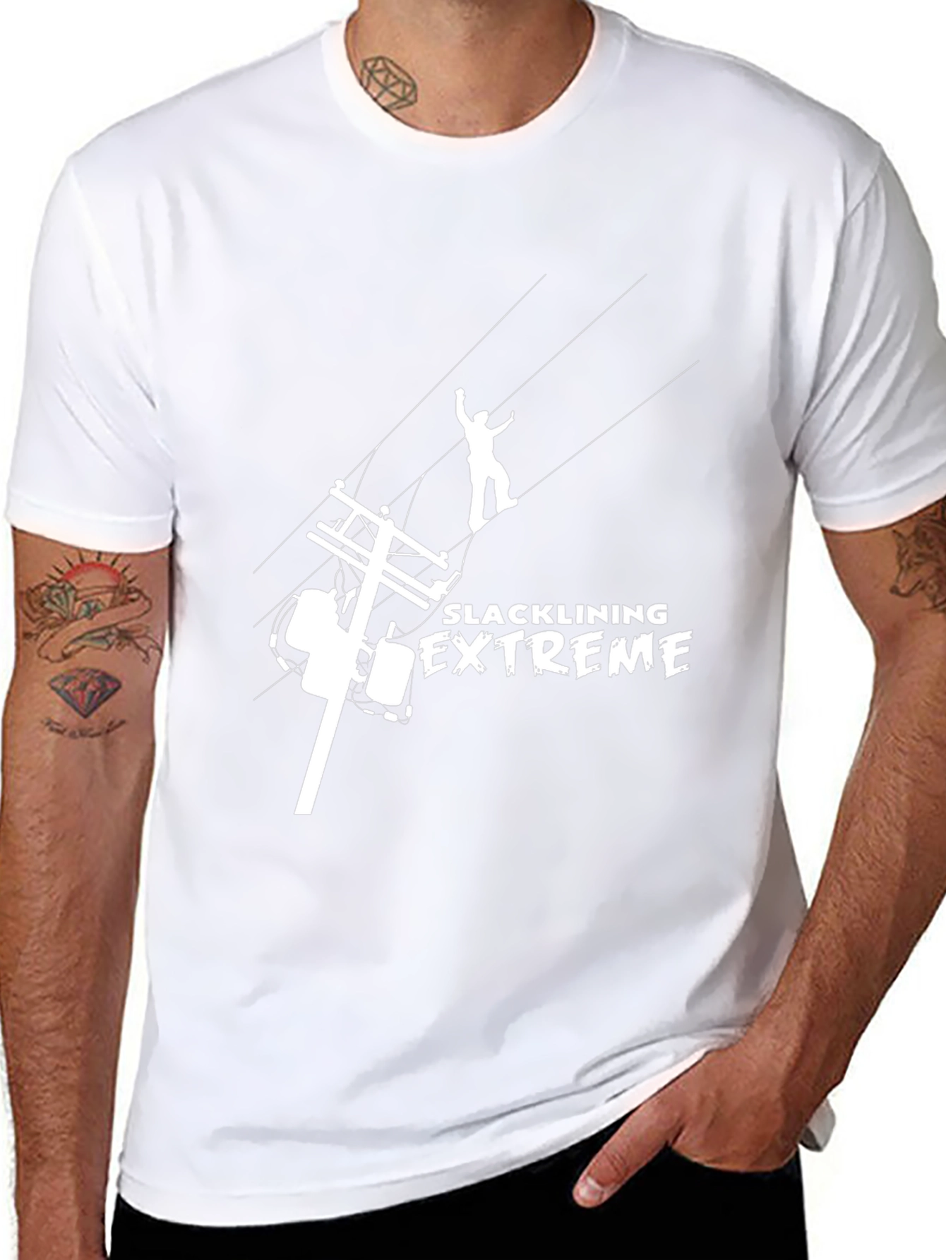 Camiseta Negra Slacklining Extreme para Aventureros