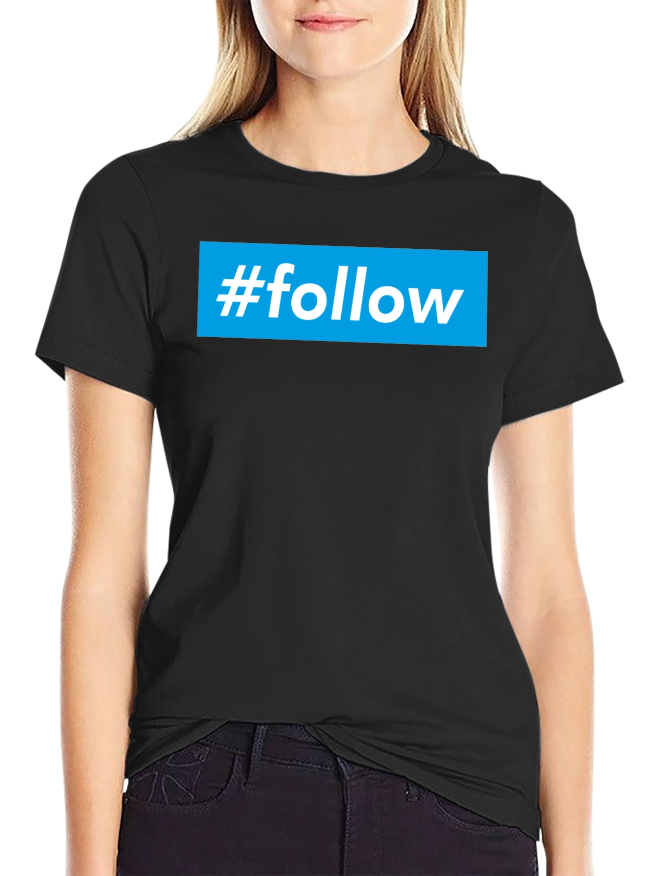 Camiseta Negra #Follow para Redes Sociales