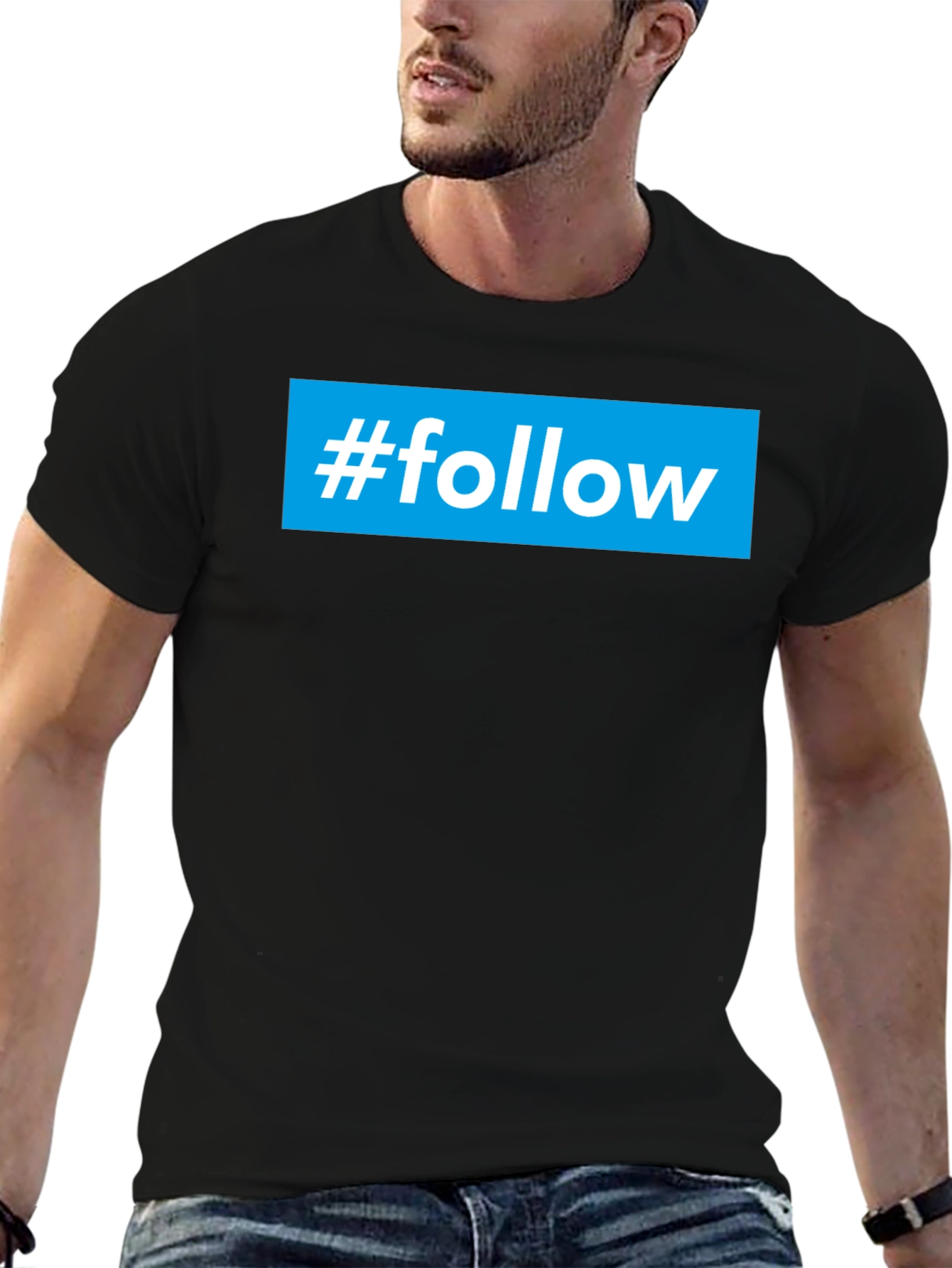Camiseta Negra #Follow para Redes Sociales
