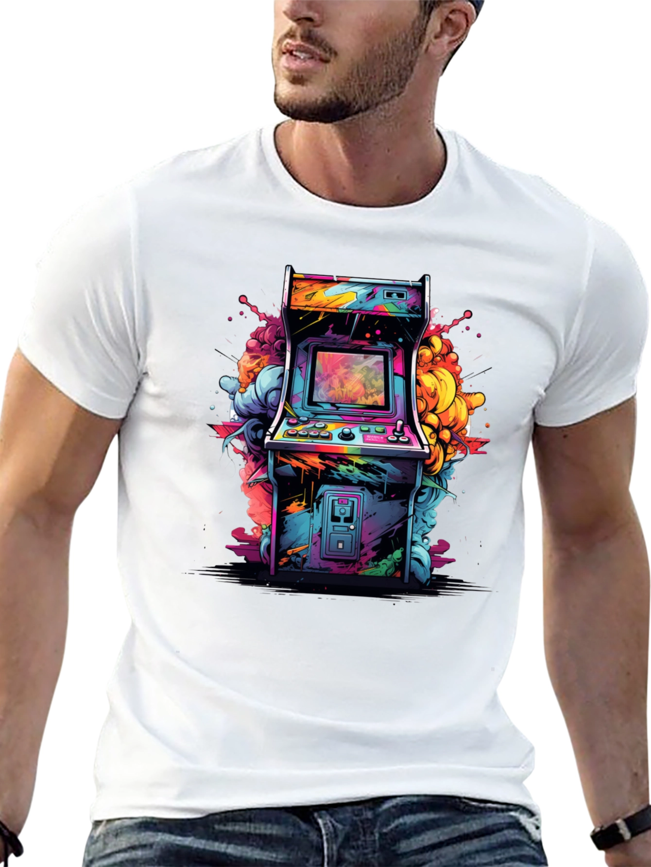 Camiseta Negra Arcade Retro - Estilo Vibrante