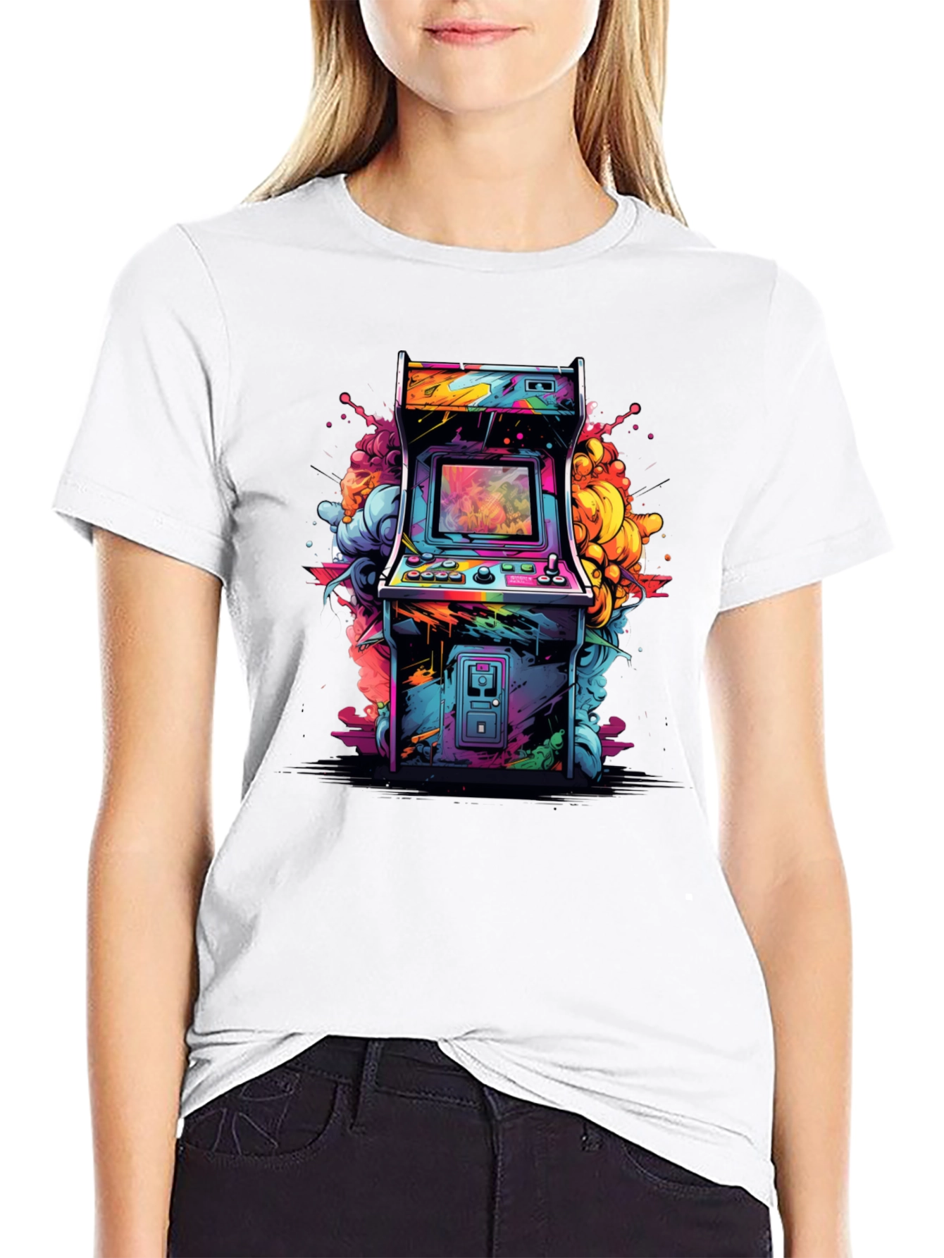 Camiseta Negra Arcade Retro - Estilo Vibrante