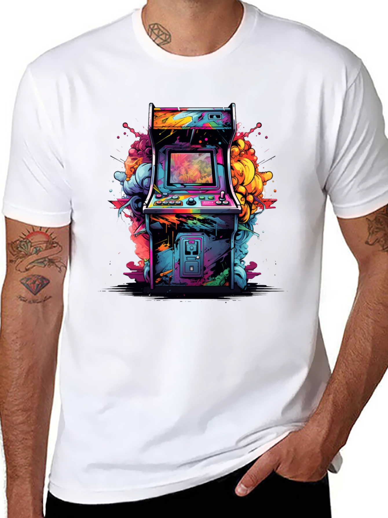 Camiseta Negra Arcade Retro - Estilo Vibrante