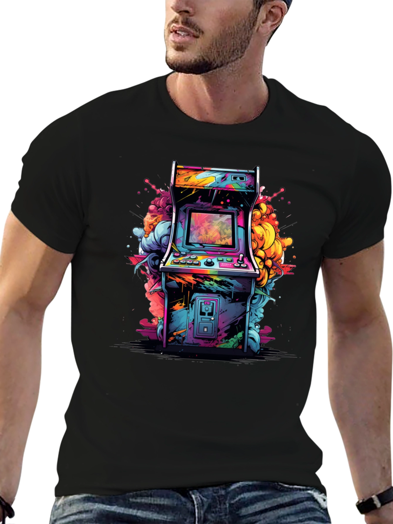 Camiseta Negra Arcade Retro - Estilo Vibrante