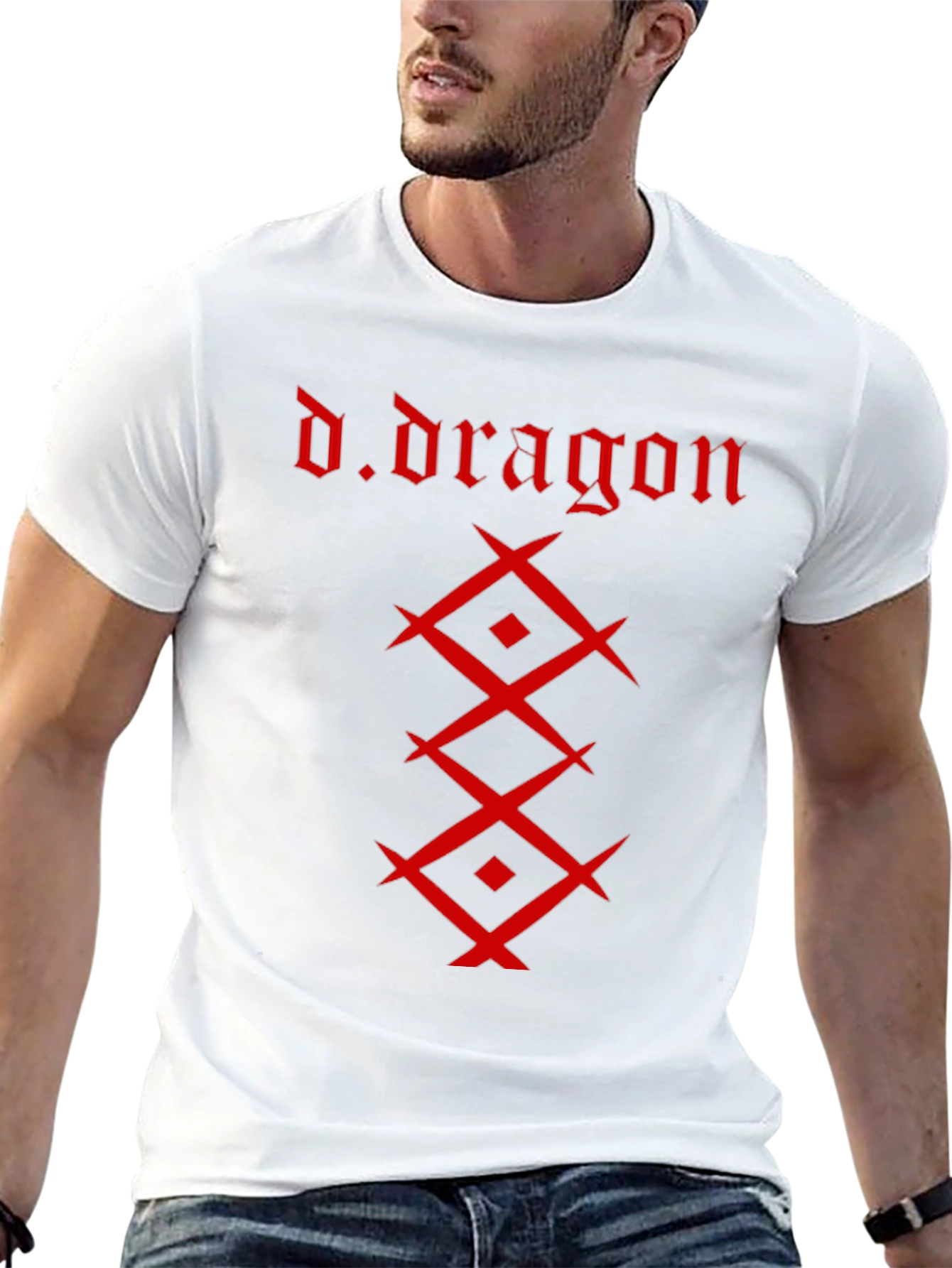 Camiseta Negra Hombre - Diseño Dragón Rojo