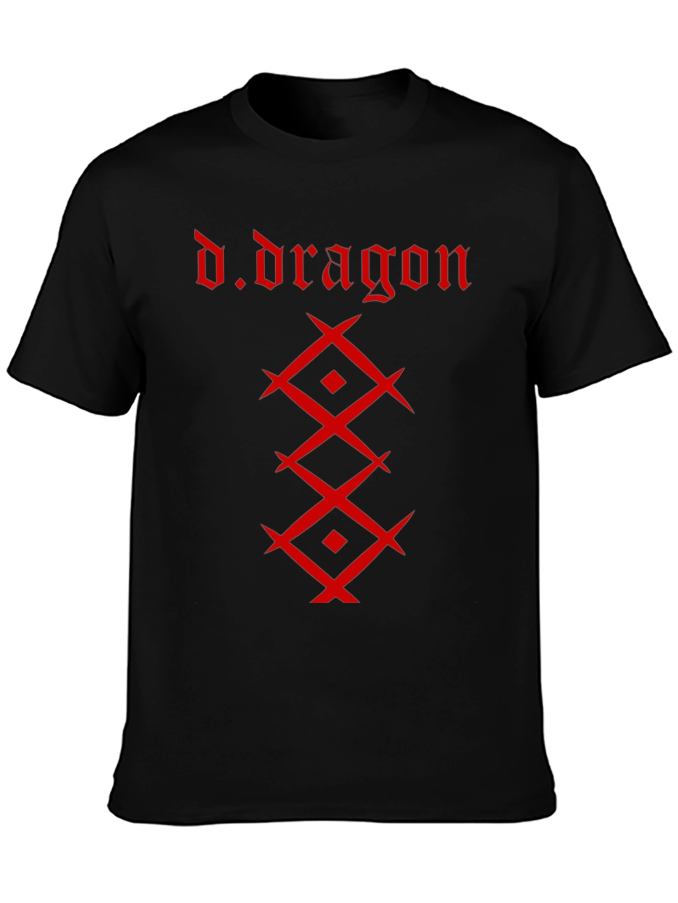 Camiseta Negra Hombre - Diseño Dragón Rojo