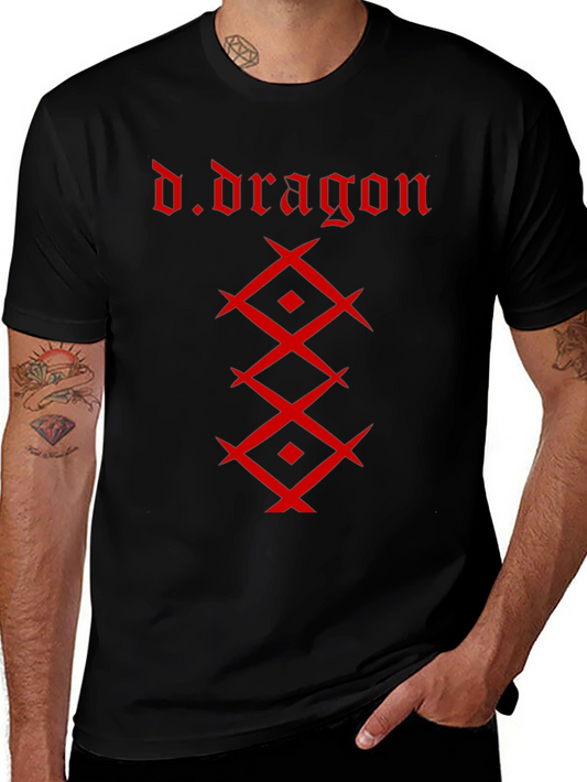 Camiseta Negra Hombre - Diseño Dragón Rojo