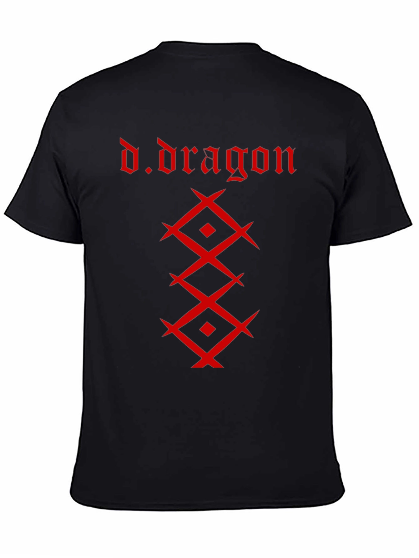 Camiseta Negra Hombre - Diseño Dragón Rojo
