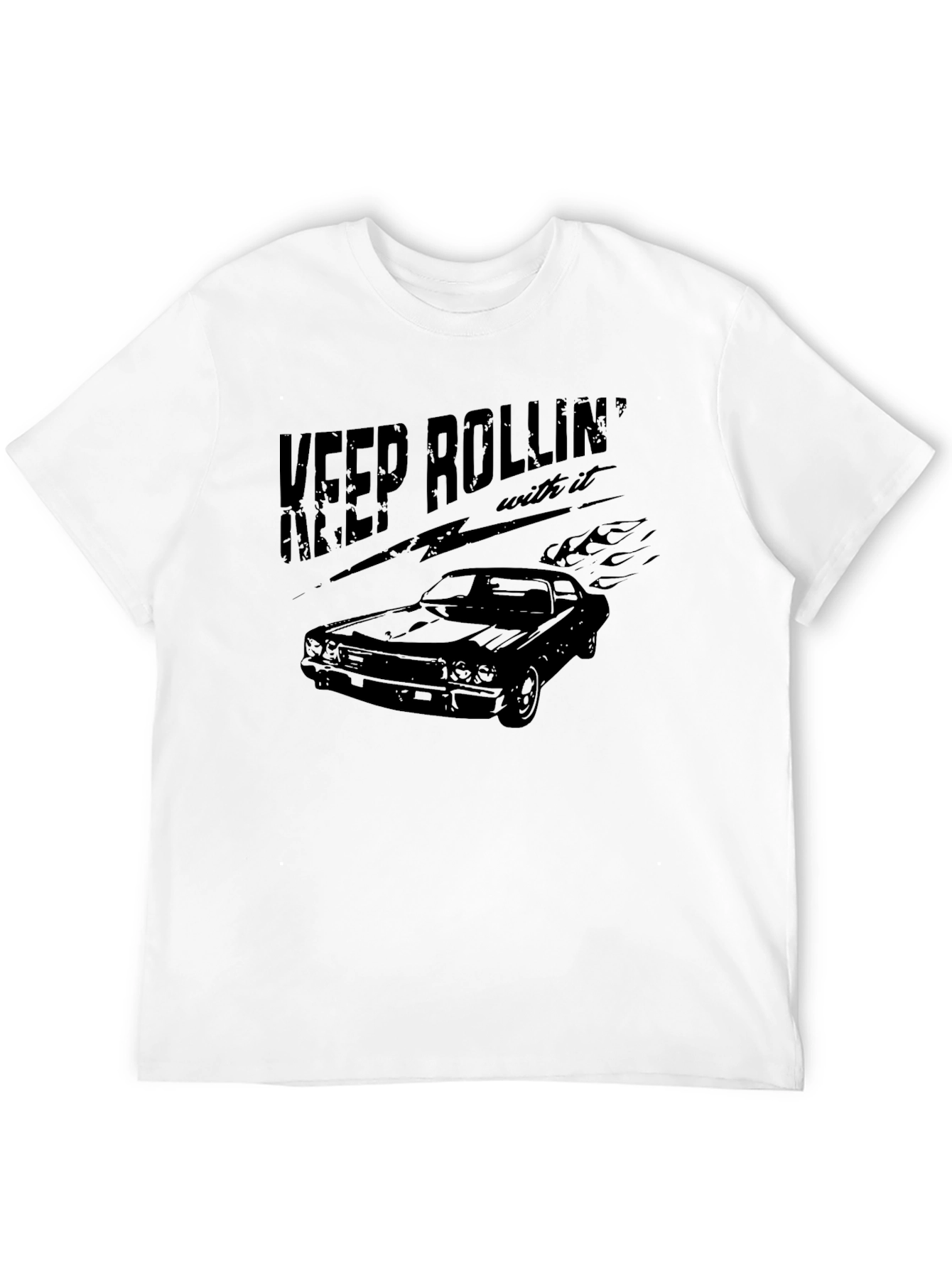 Camiseta Negra Keep Rollin Coche Clásico