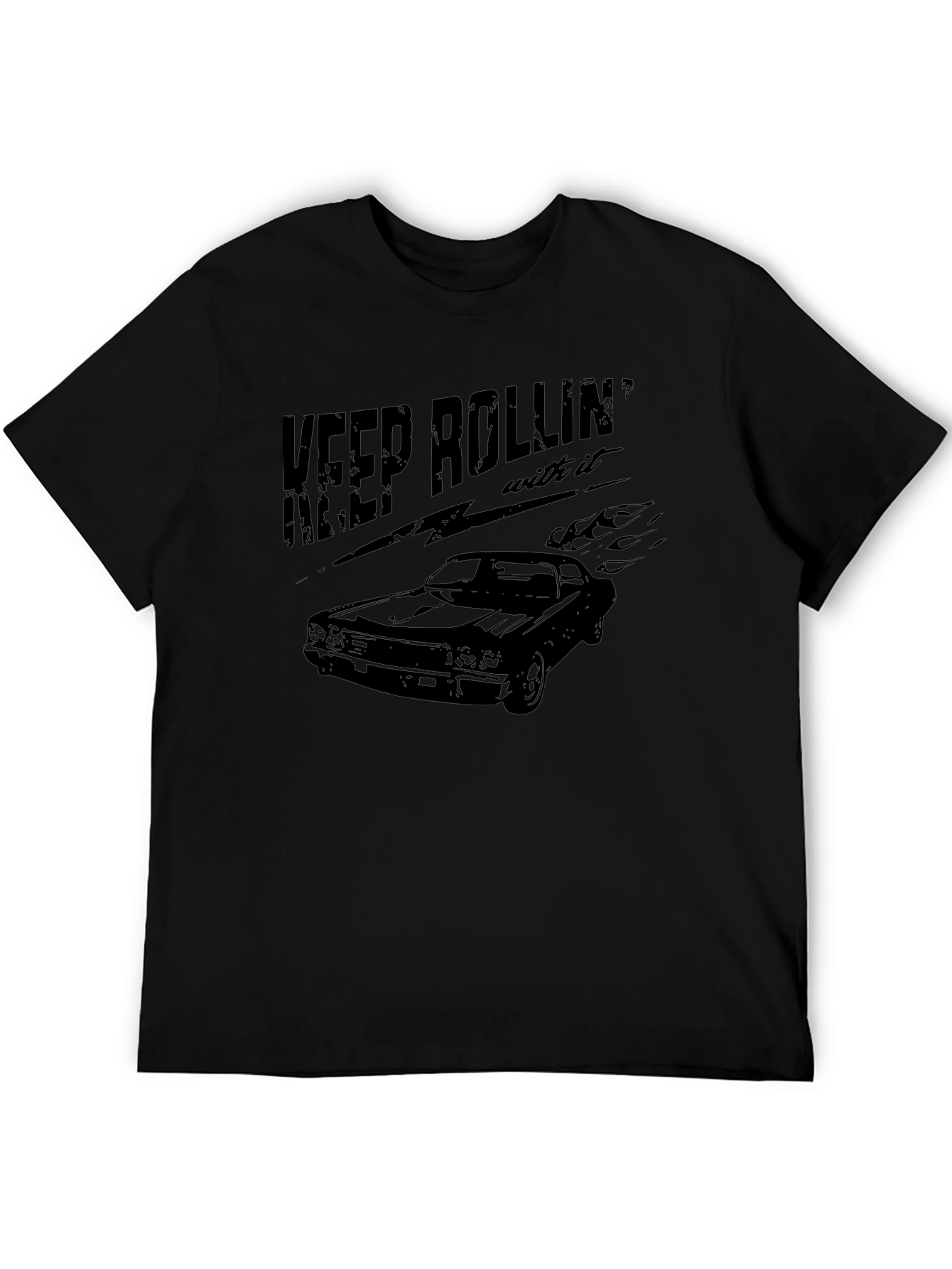 Camiseta Negra Keep Rollin Coche Clásico