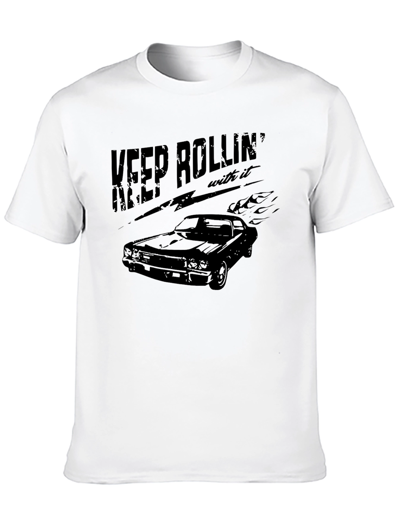 Camiseta Negra Keep Rollin Coche Clásico