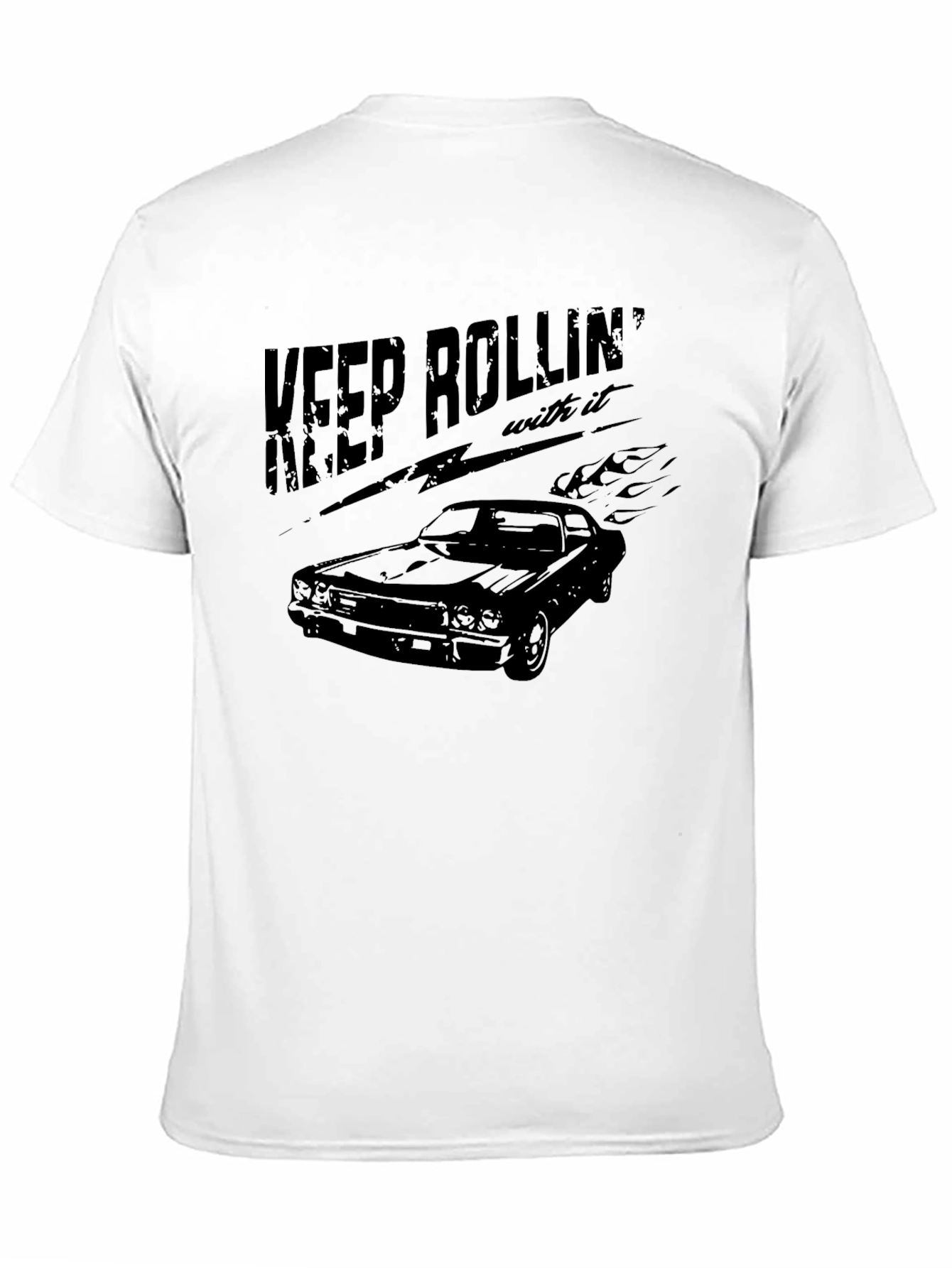 Camiseta Negra Keep Rollin Coche Clásico