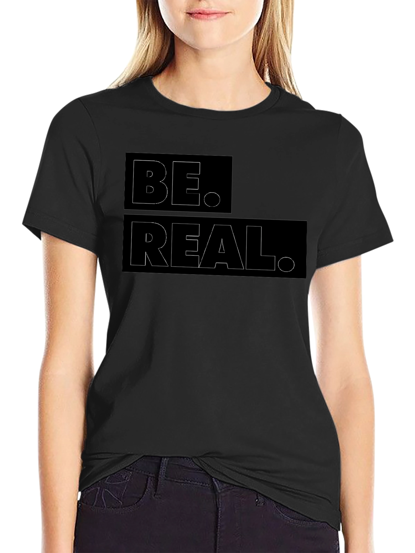 Camiseta Negra con Diseño Be Real