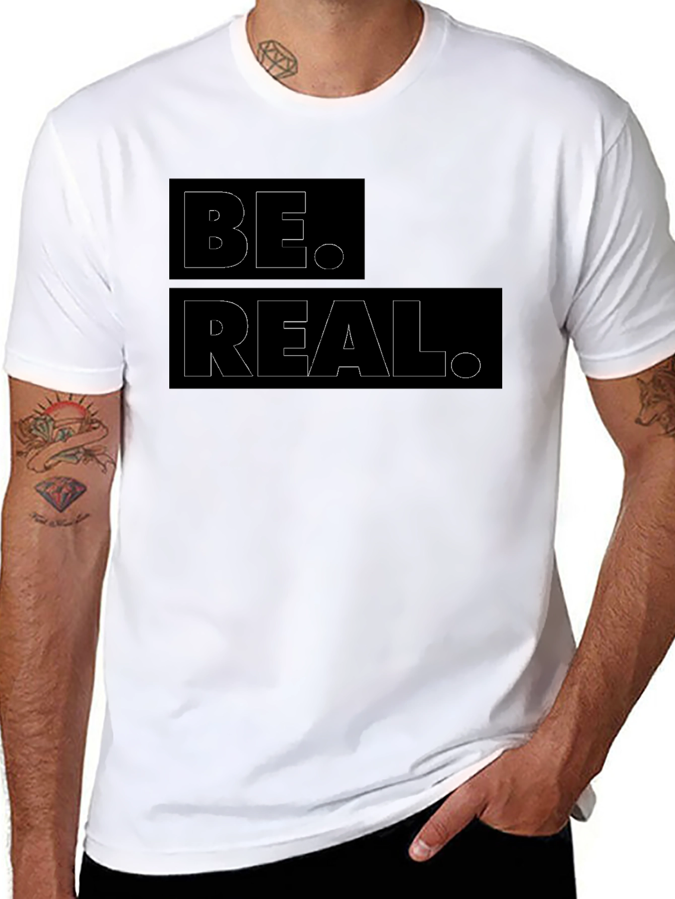 Camiseta Negra con Diseño Be Real