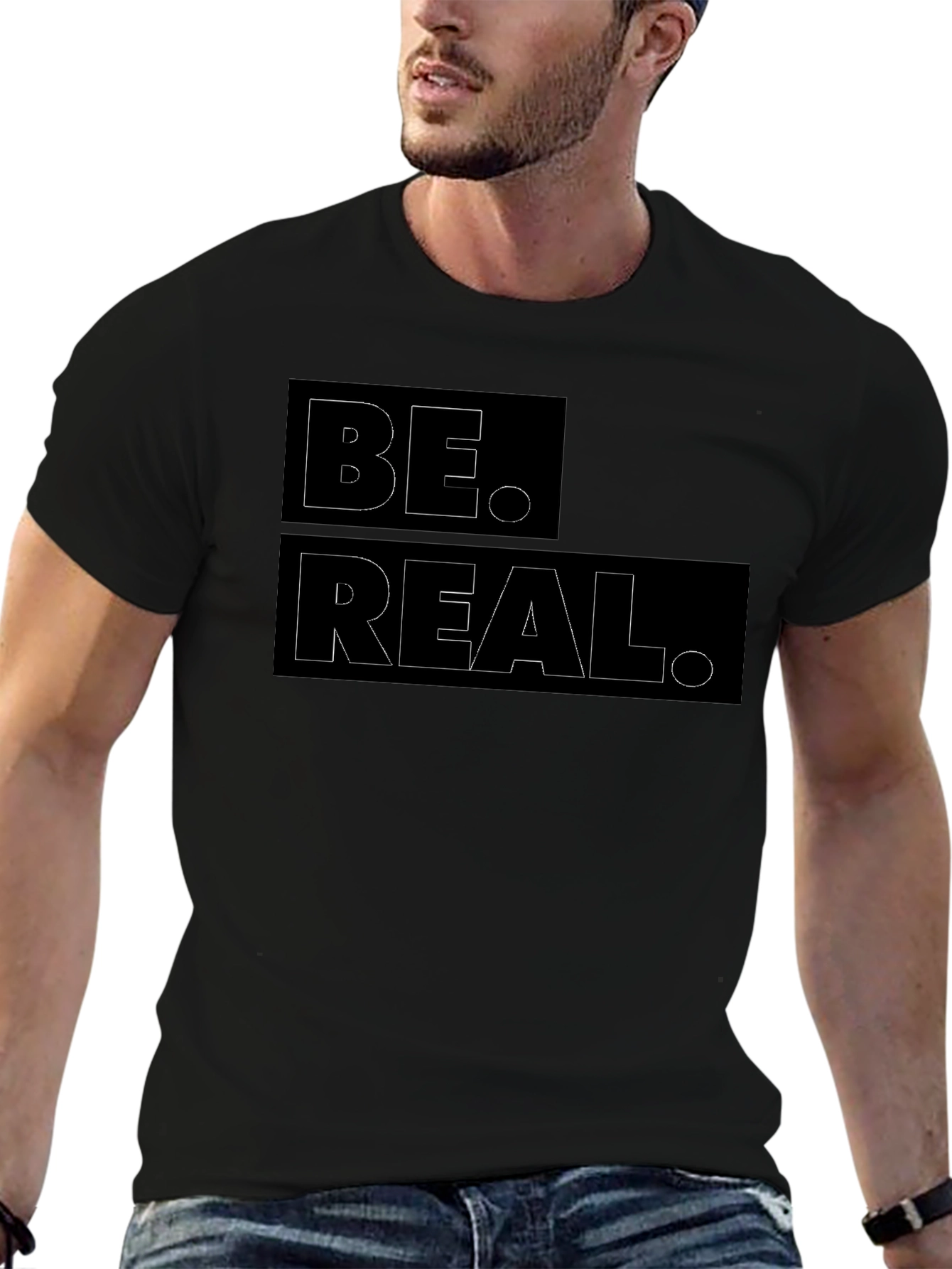 Camiseta Negra con Diseño Be Real