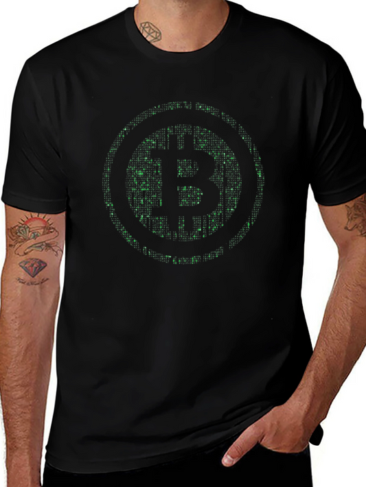 Camiseta Hombre Bitcoin Matrix Verde