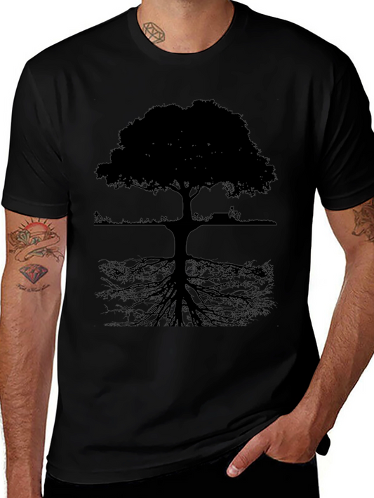 Camiseta Negra con Diseño de Árbol Abstracto