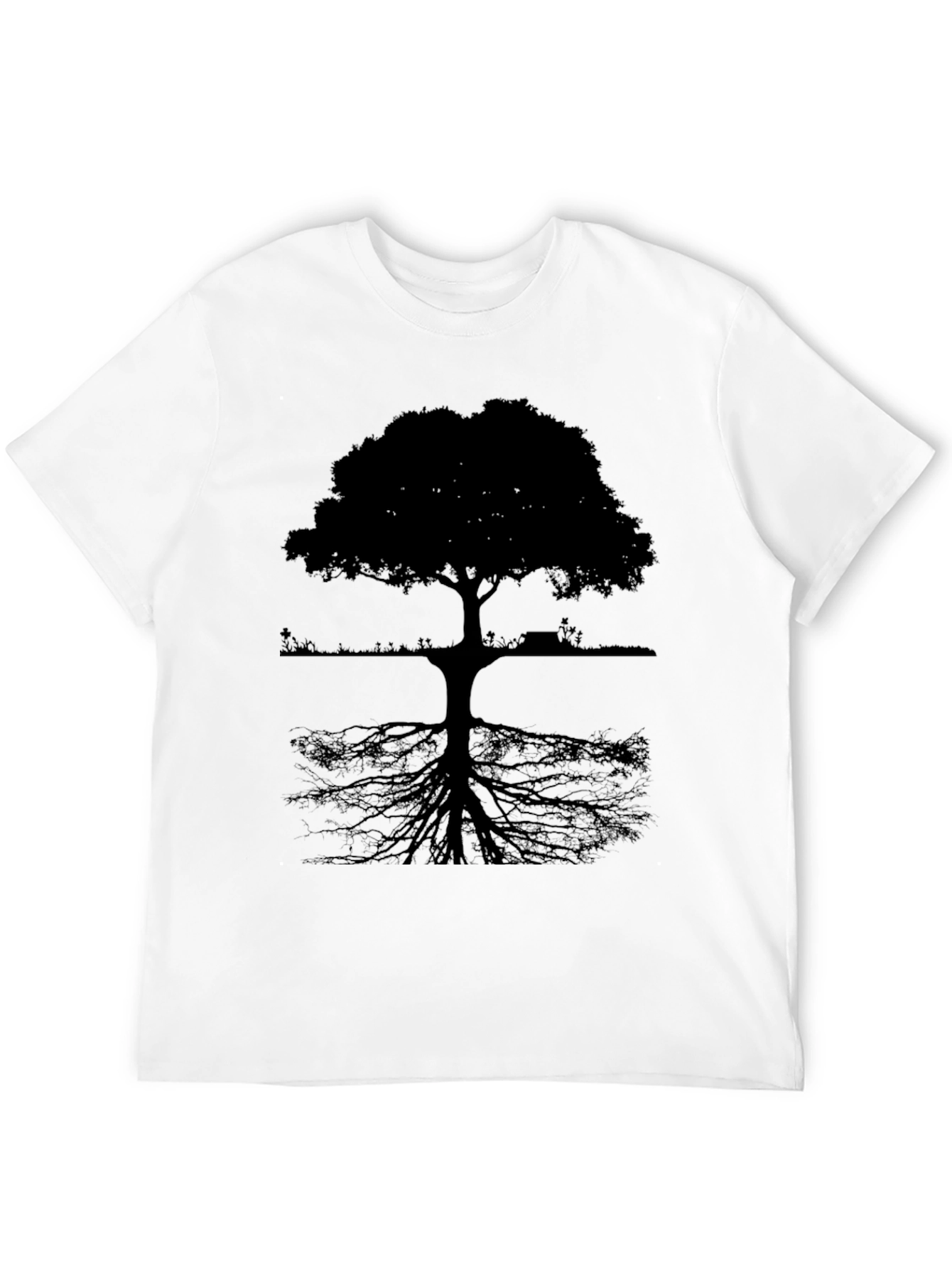 Camiseta Negra con Diseño de Árbol Abstracto