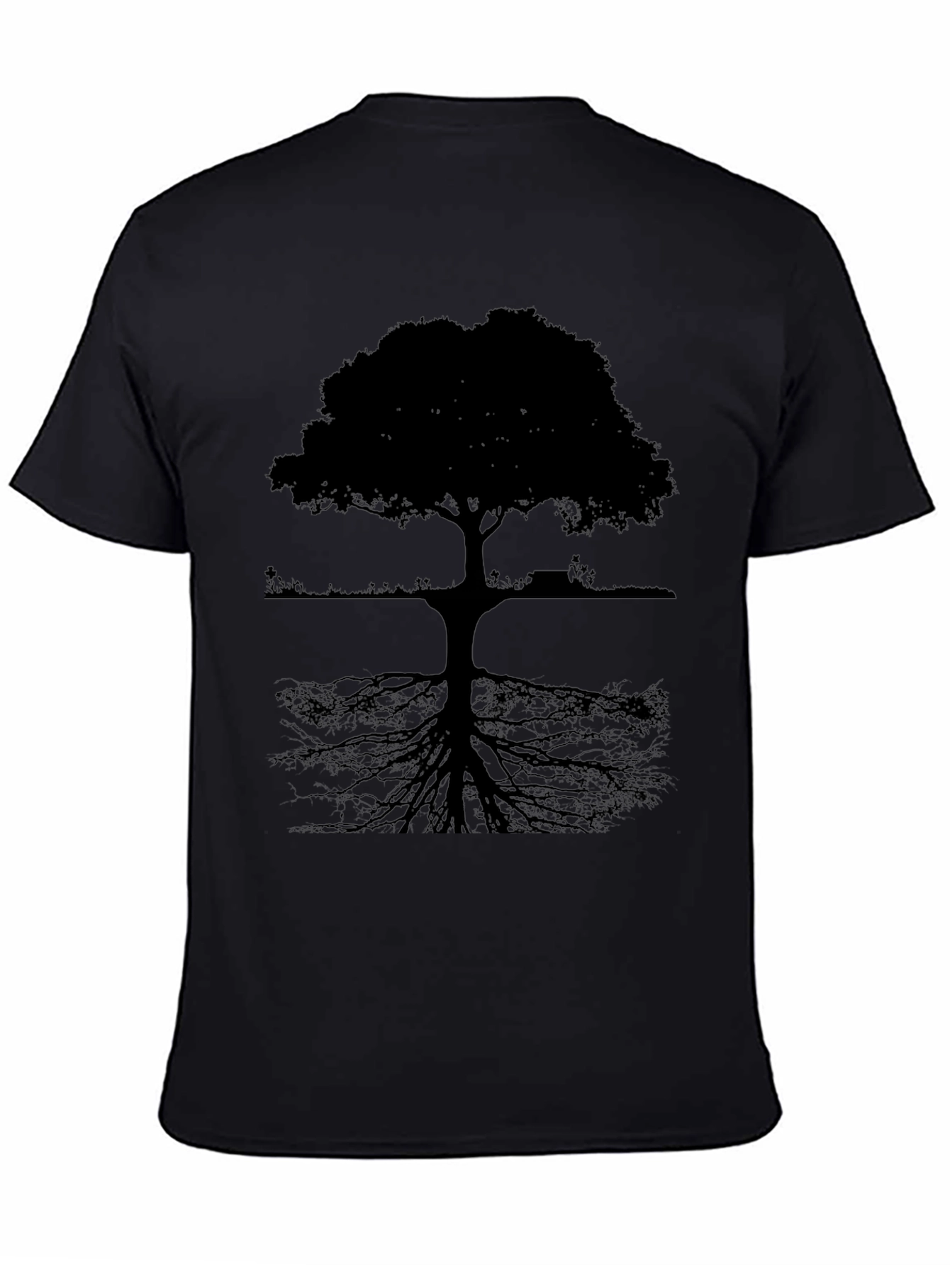 Camiseta Negra con Diseño de Árbol Abstracto