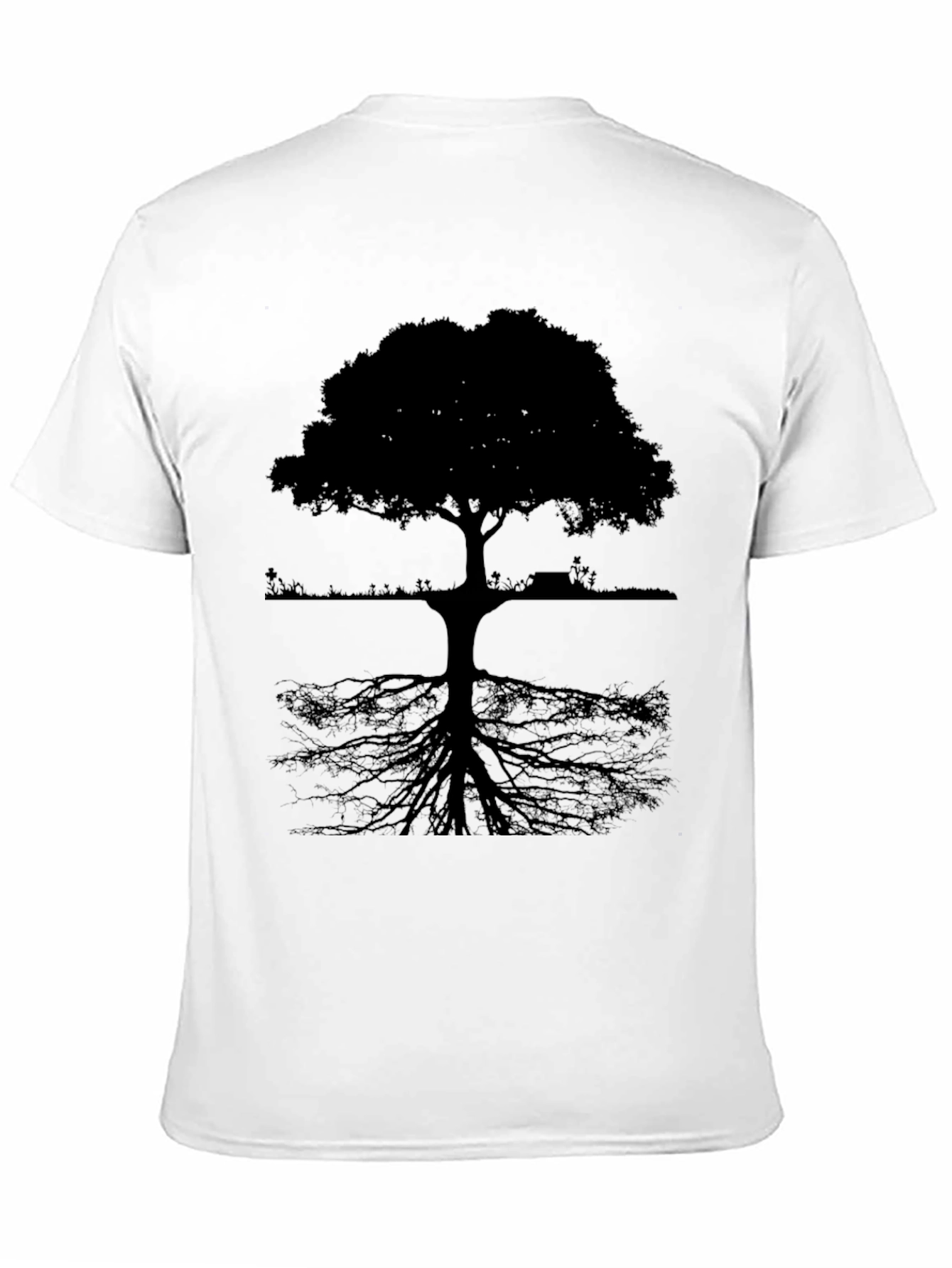 Camiseta Negra con Diseño de Árbol Abstracto