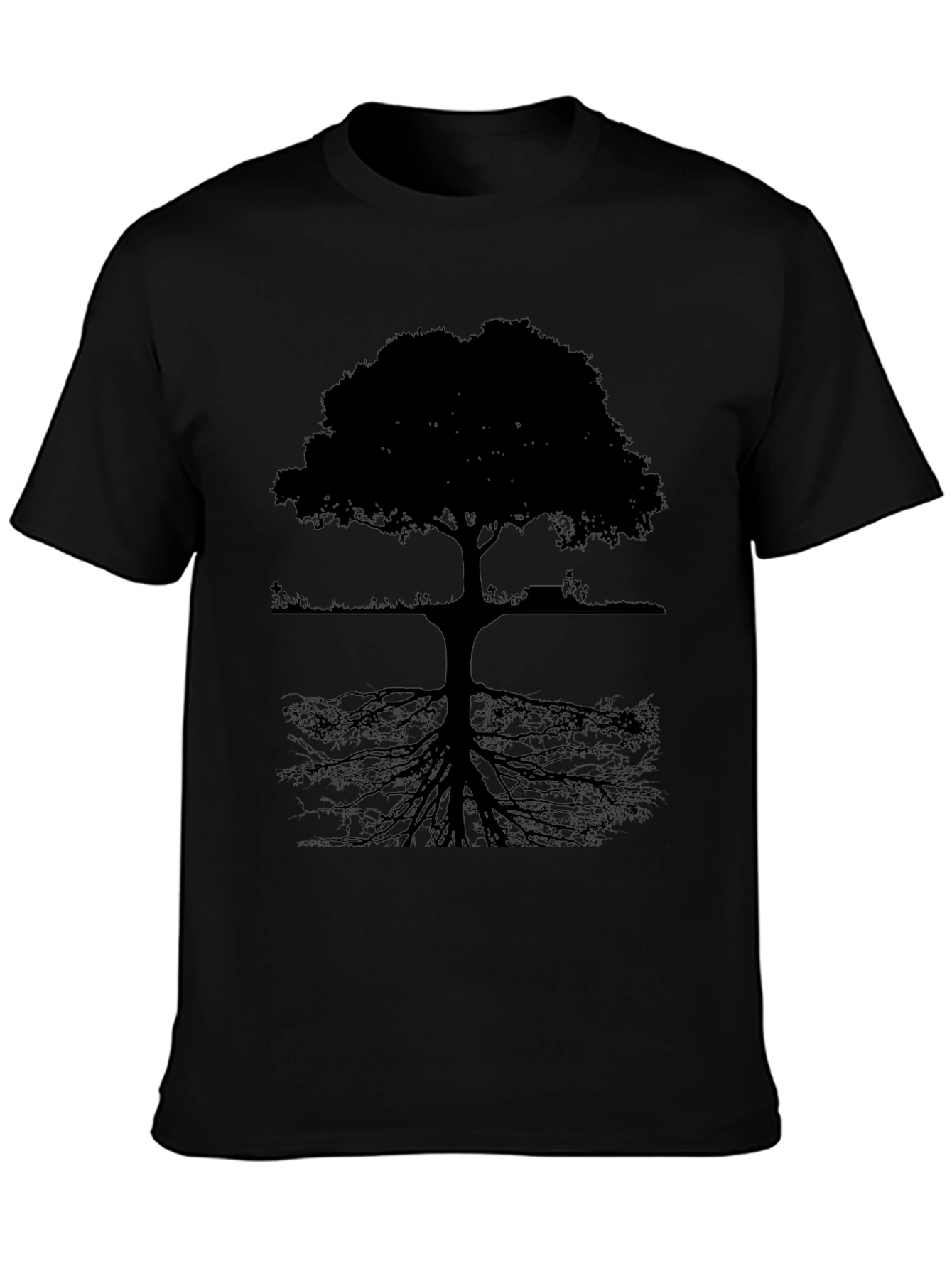 Camiseta Negra con Diseño de Árbol Abstracto