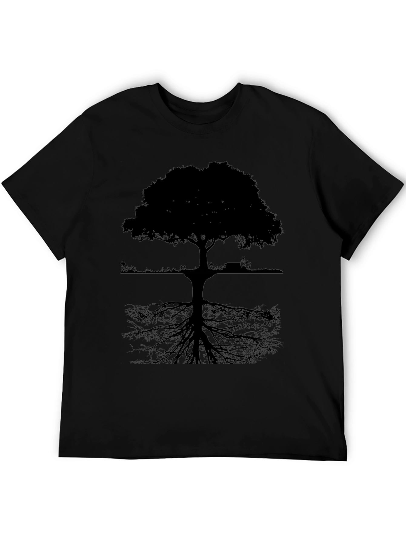 Camiseta Negra con Diseño de Árbol Abstracto