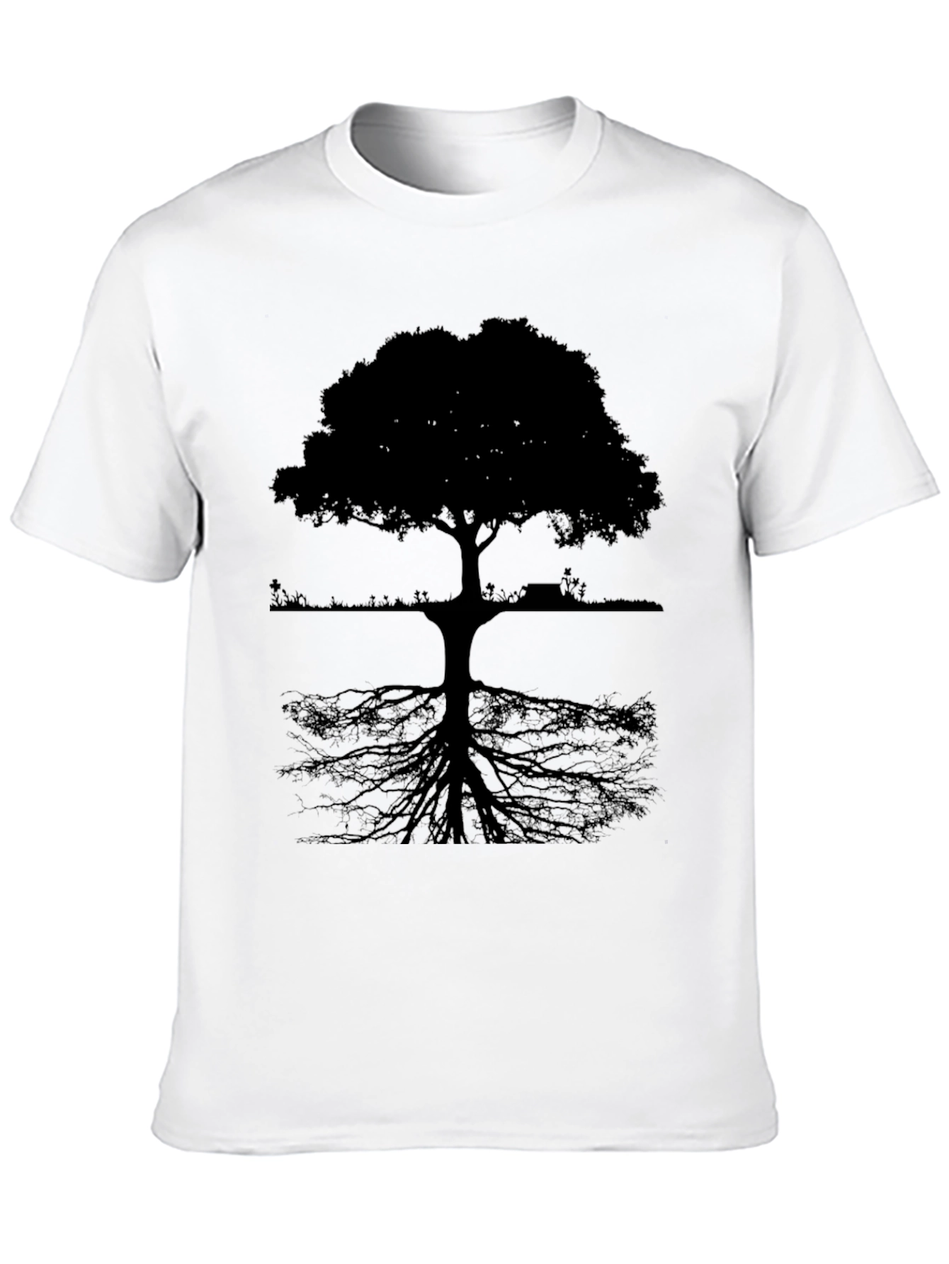 Camiseta Negra con Diseño de Árbol Abstracto