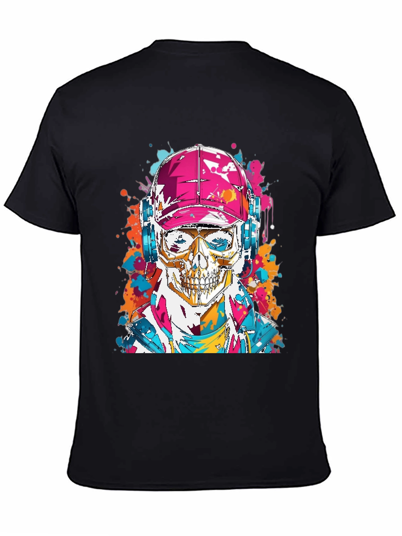 Camiseta Negra con Diseño de Calavera Urbana