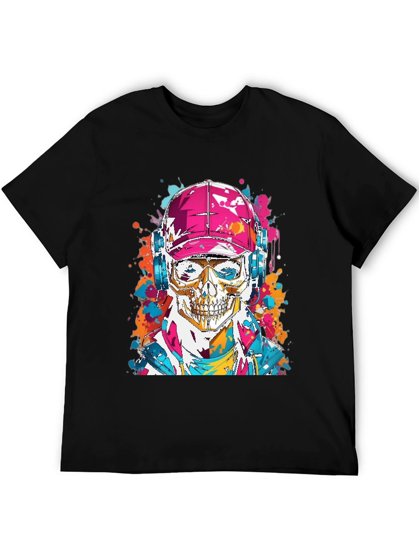 Camiseta Negra con Diseño de Calavera Urbana