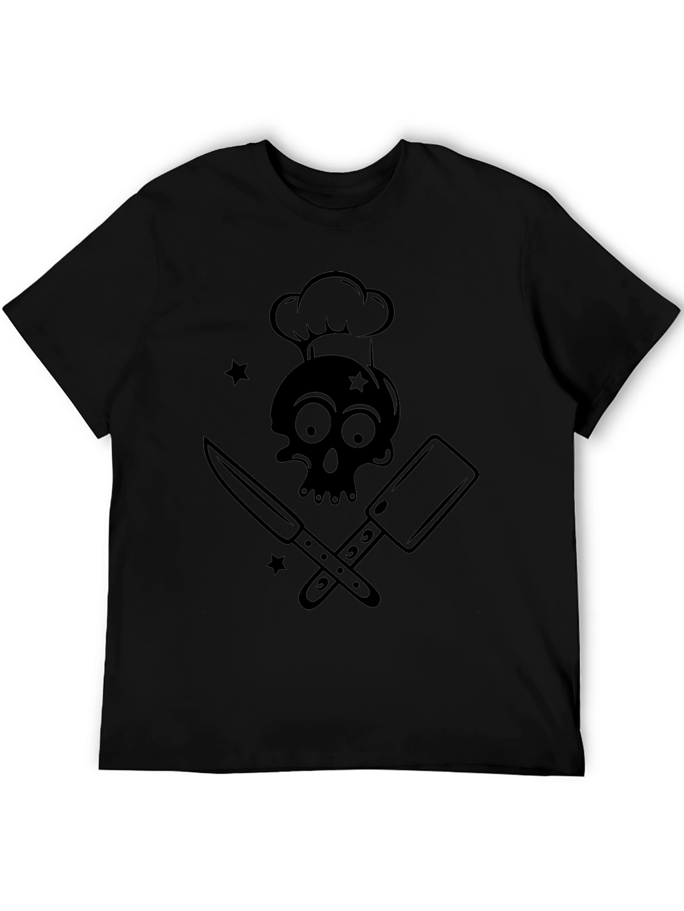 Camiseta Negra con Diseño de Chef Calavera