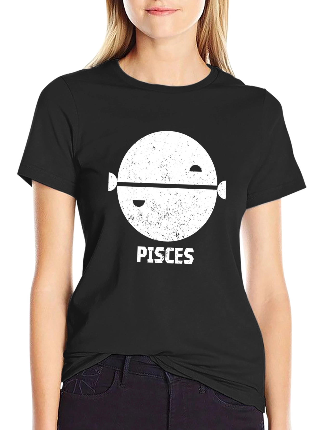 Camiseta Negra con Diseño Piscis para Hombre