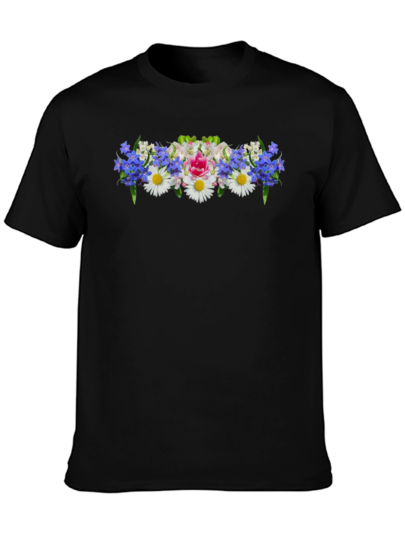 Camiseta Negra con Diseño Floral