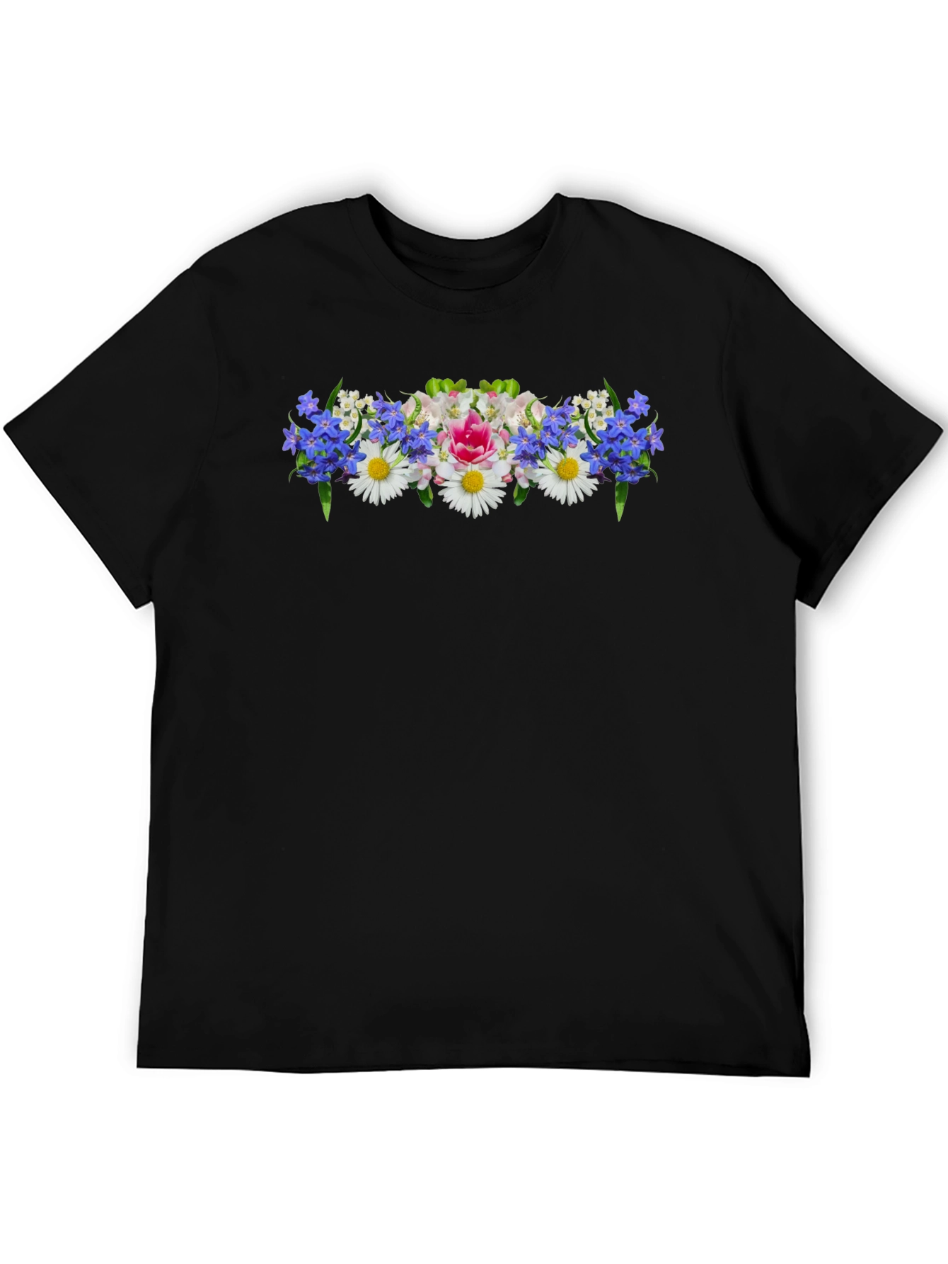 Camiseta Negra con Diseño Floral
