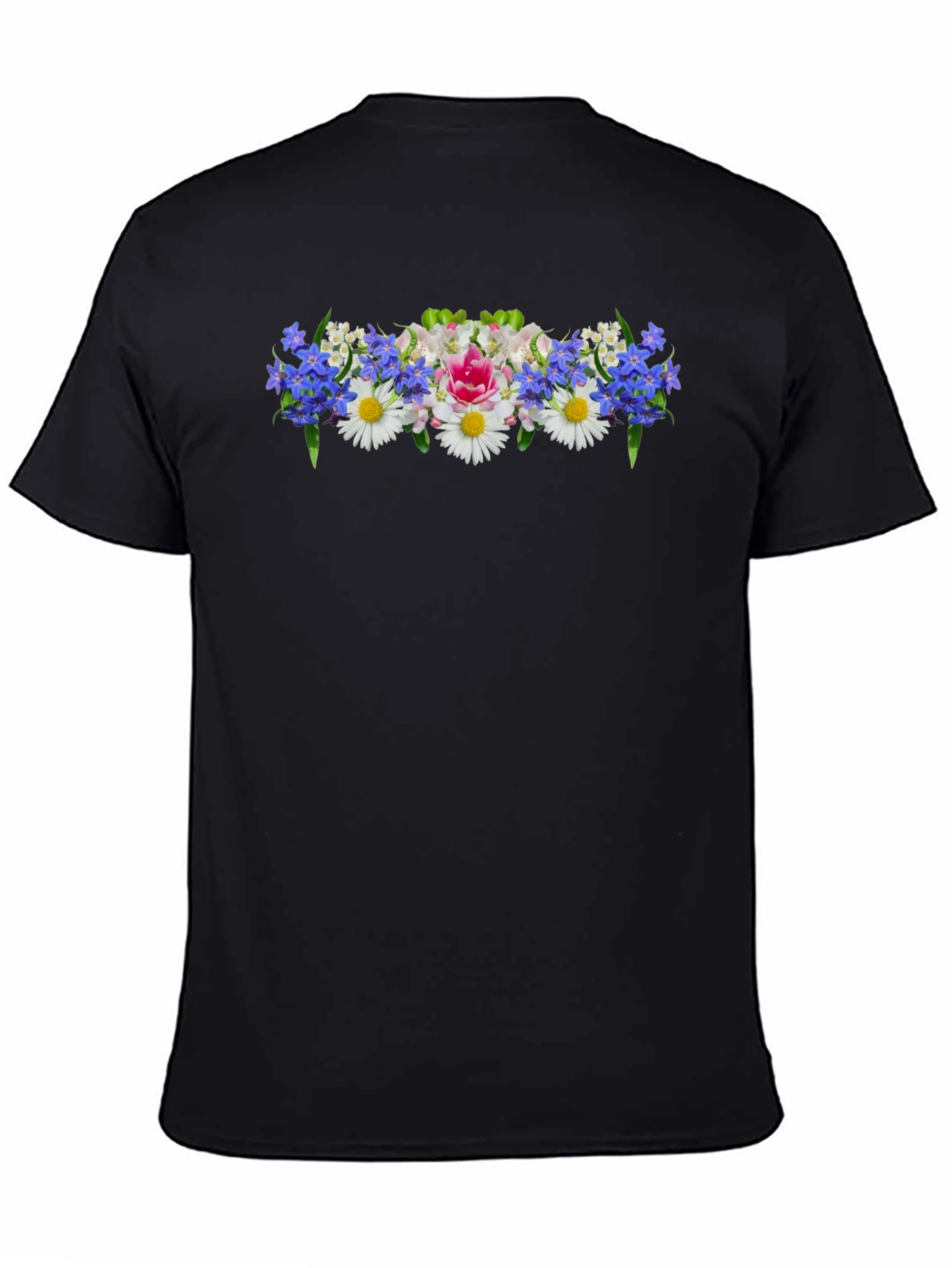 Camiseta Negra con Diseño Floral