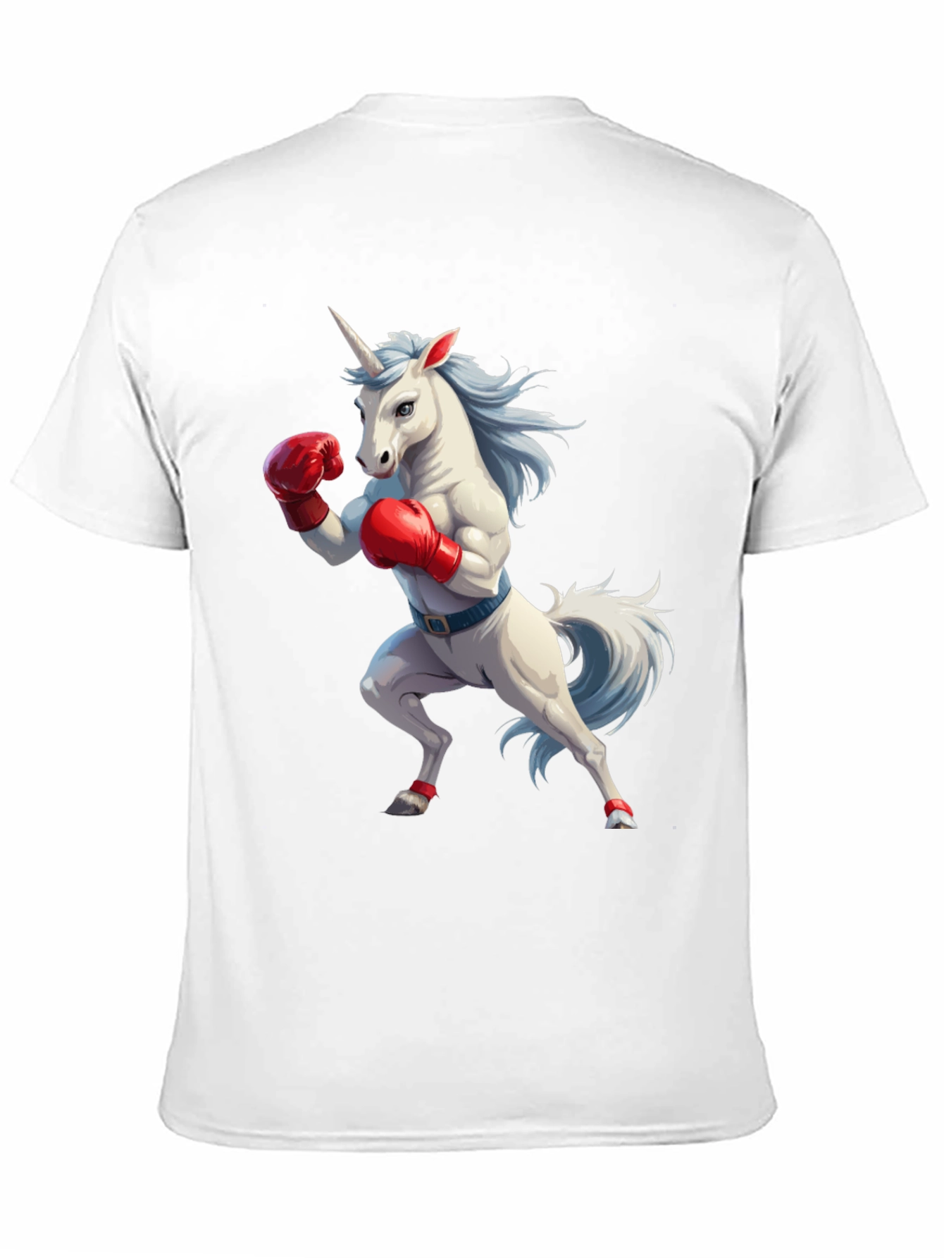 Camiseta Negra con Unicornio Boxeador
