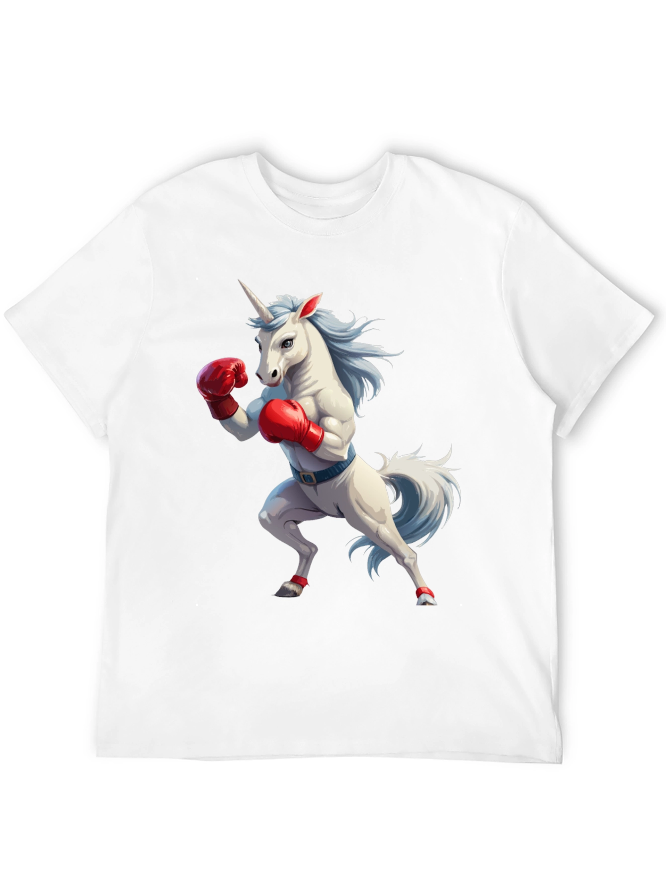 Camiseta Negra con Unicornio Boxeador
