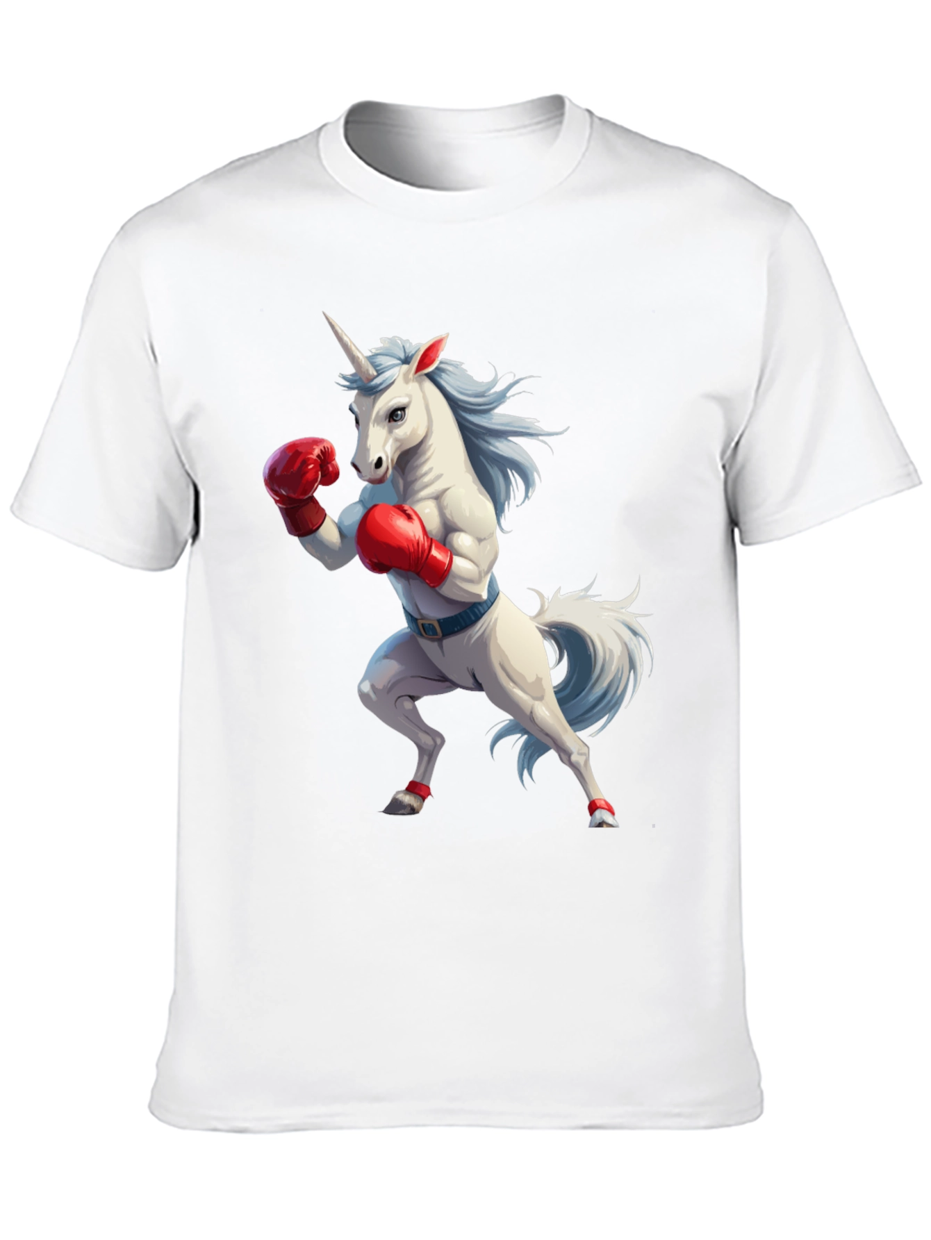 Camiseta Negra con Unicornio Boxeador