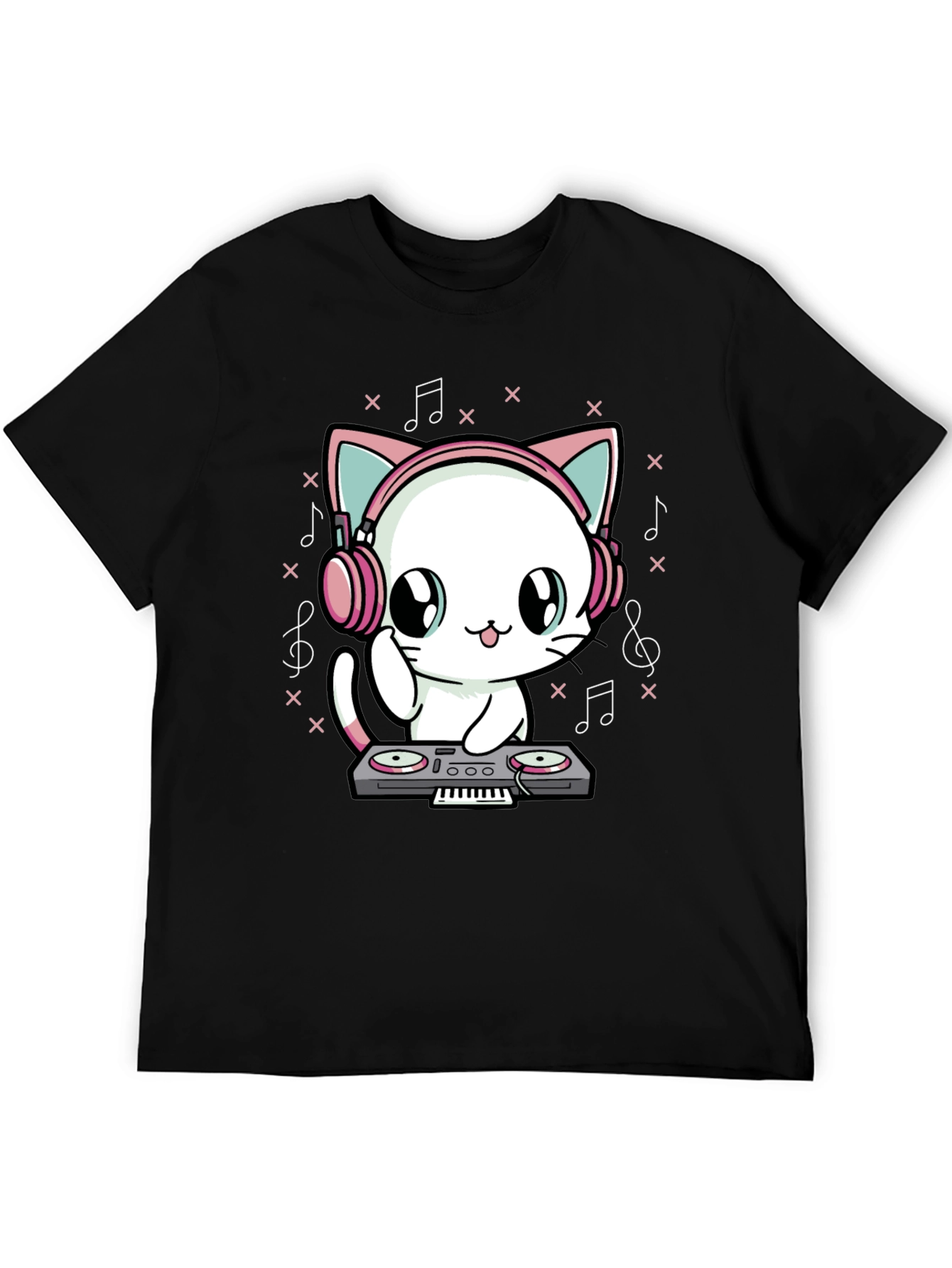 Camiseta Negra DJ Gato Anime