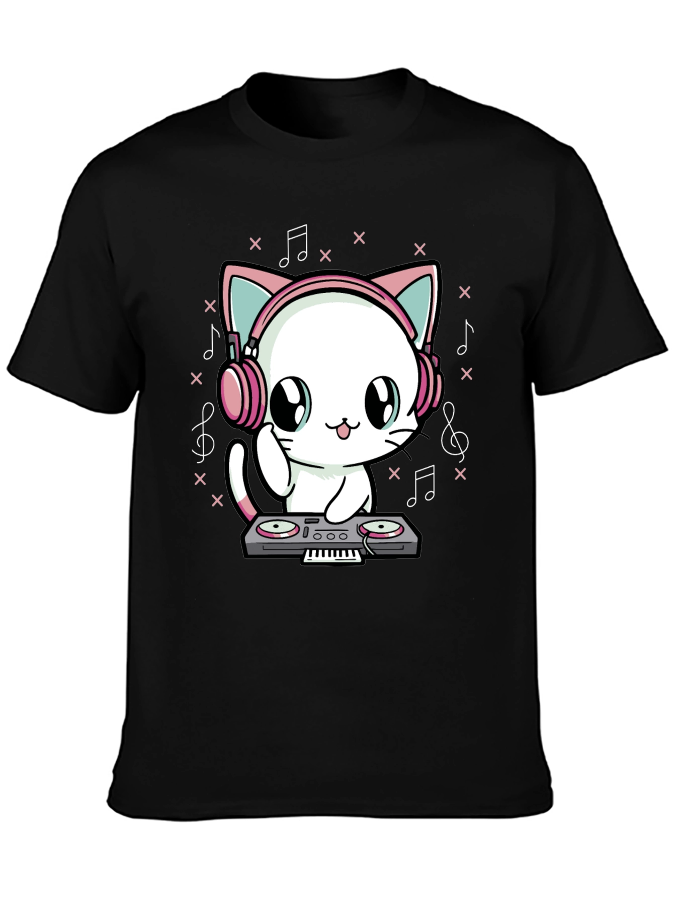 Camiseta Negra DJ Gato Anime