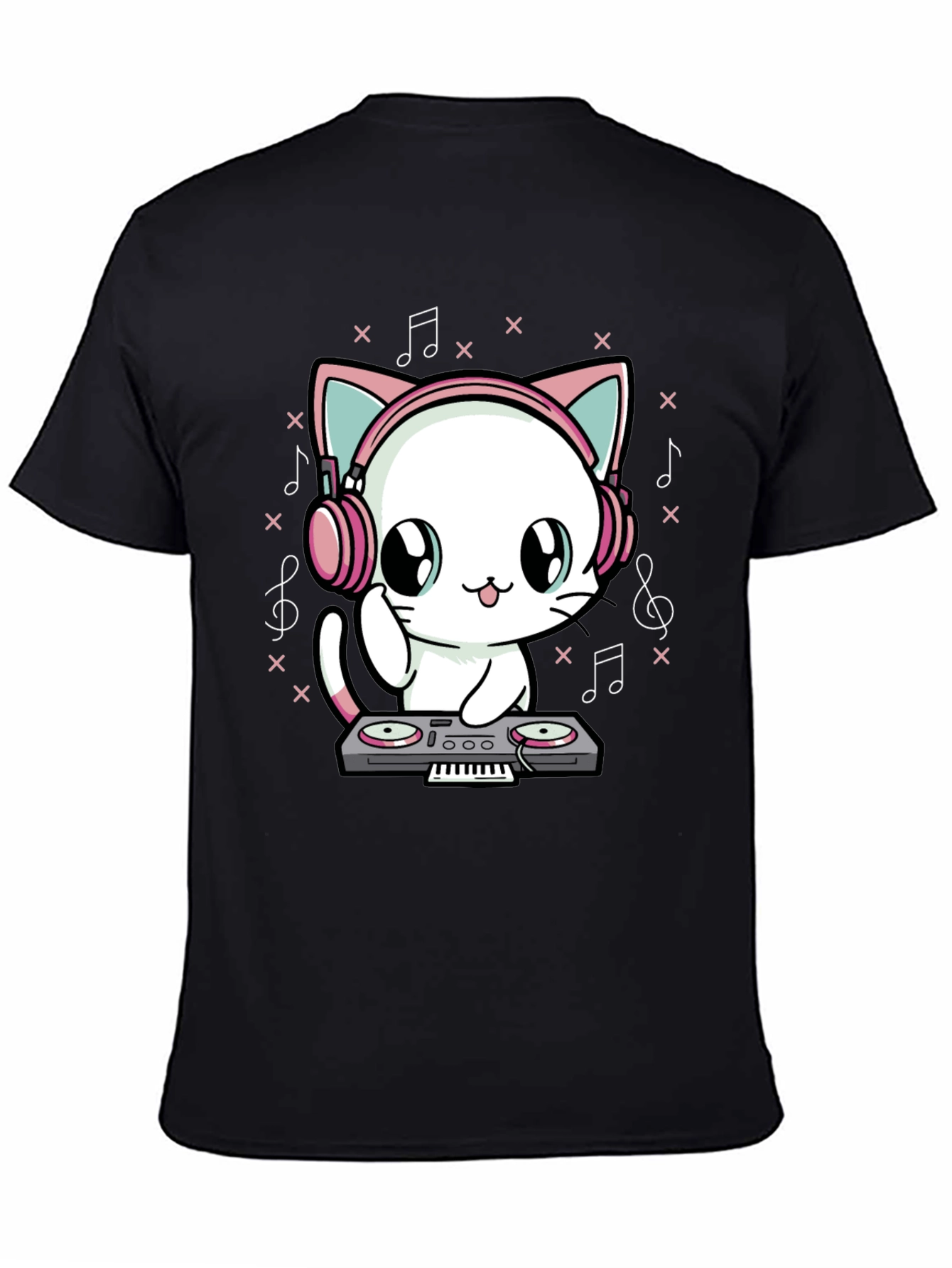 Camiseta Negra DJ Gato Anime
