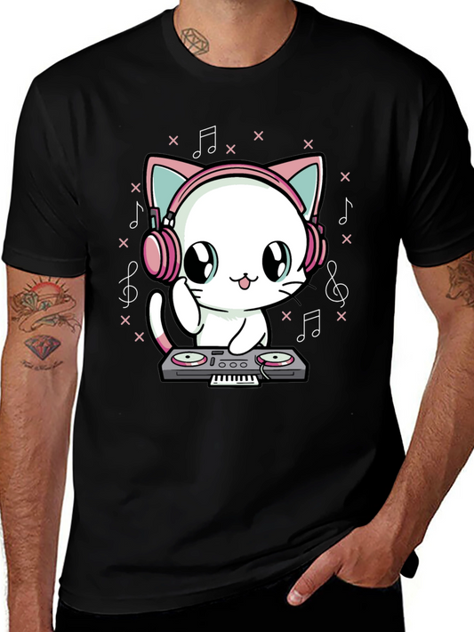 Camiseta Negra DJ Gato Anime